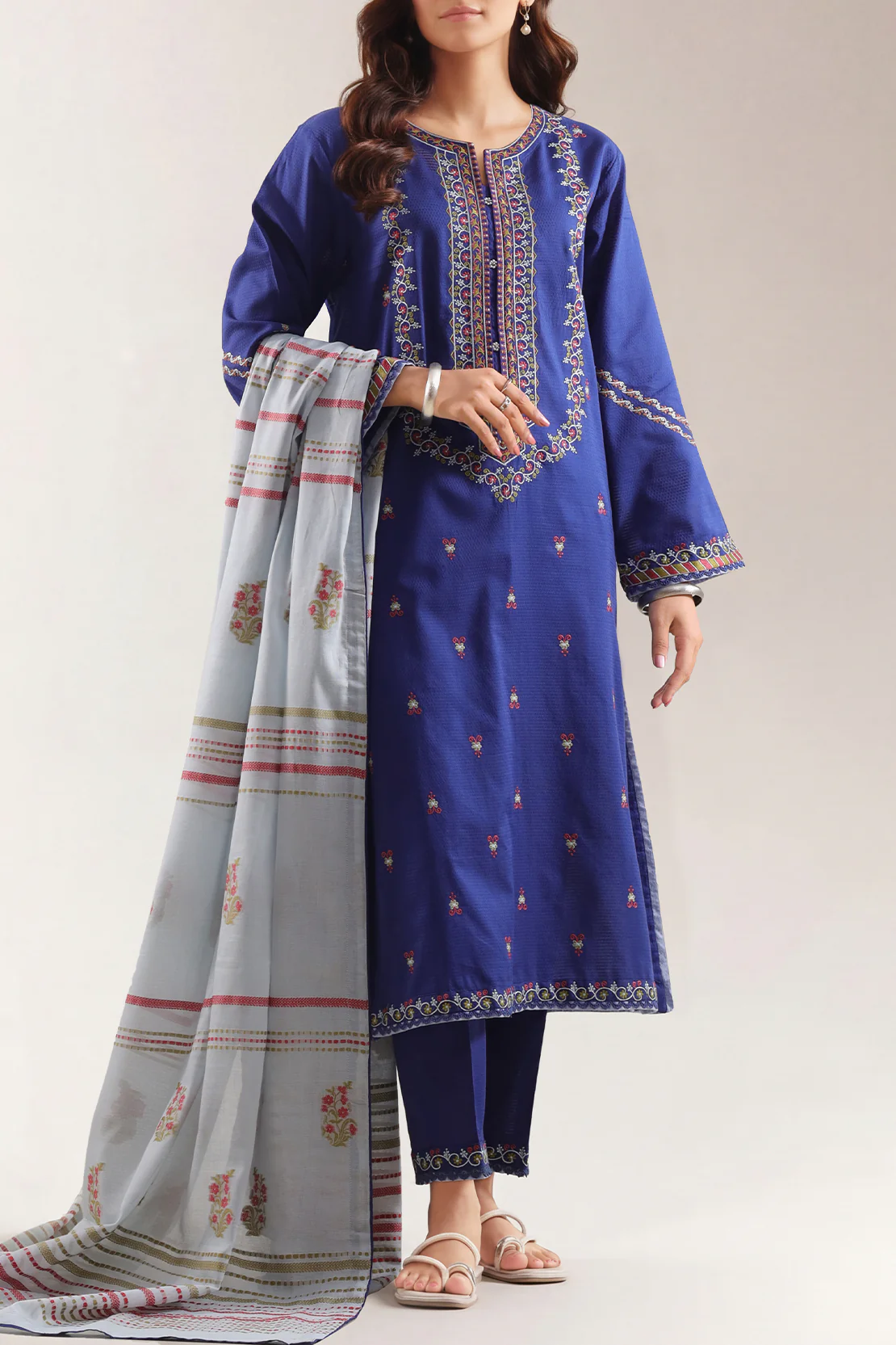 Luxury Pret Embroidered Cotton Jacquard Stitched (Shirt/Trouser)