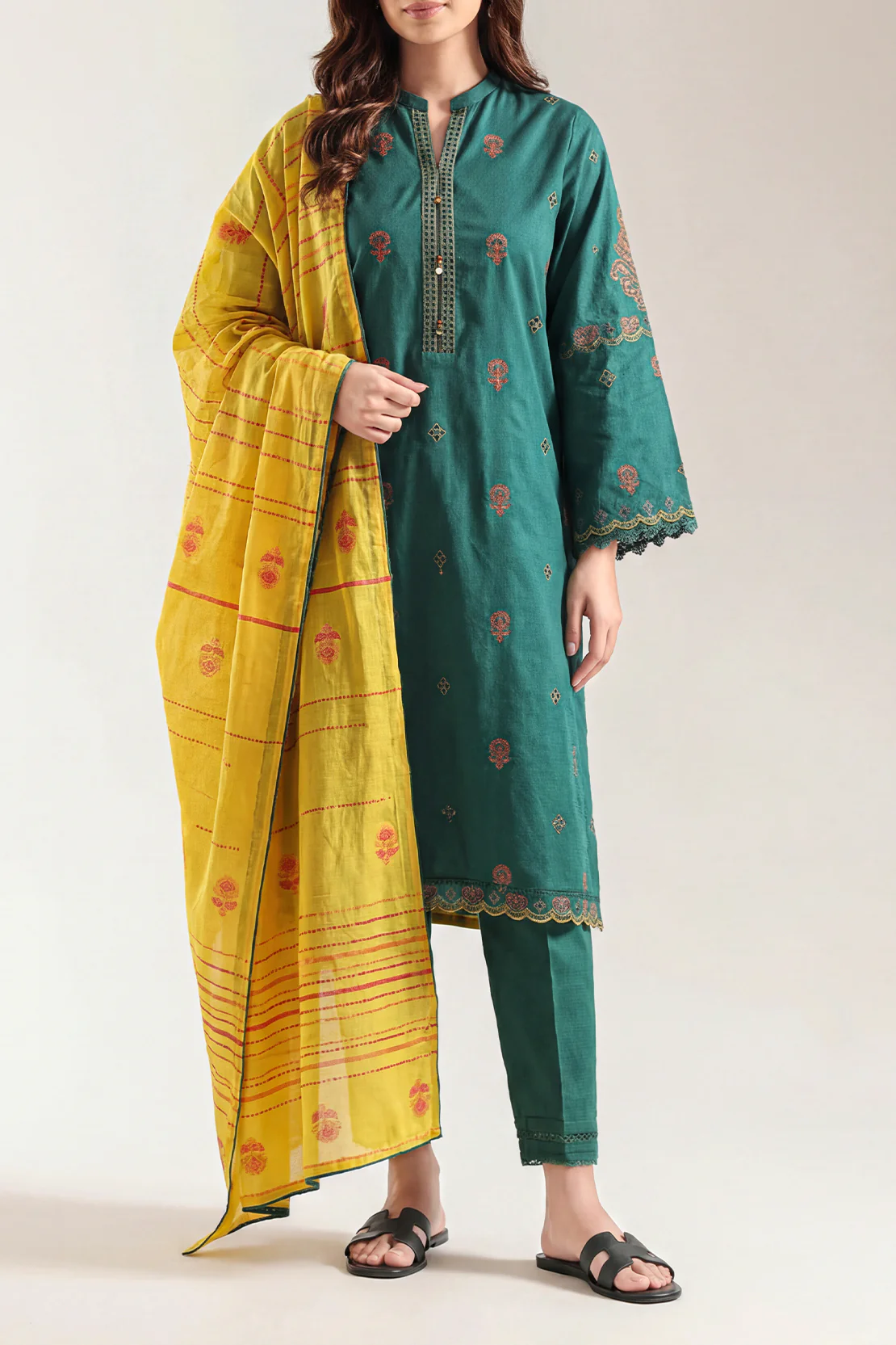 Luxury Pret Embroidered  Cotton Jacquard  Stitched (Shirt/Trouser)