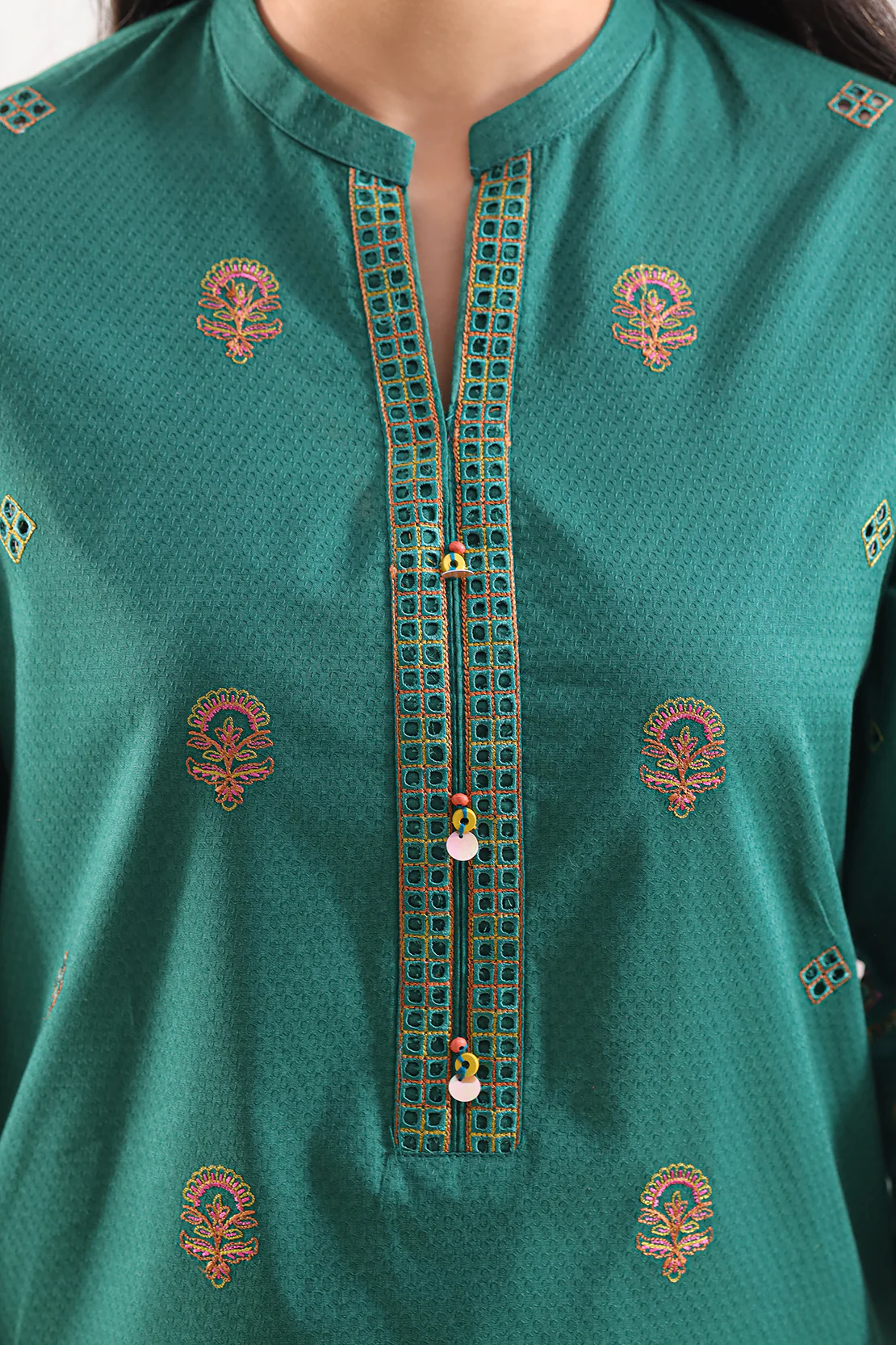 Luxury Pret Embroidered  Cotton Jacquard  Stitched (Shirt/Trouser) - Image 3