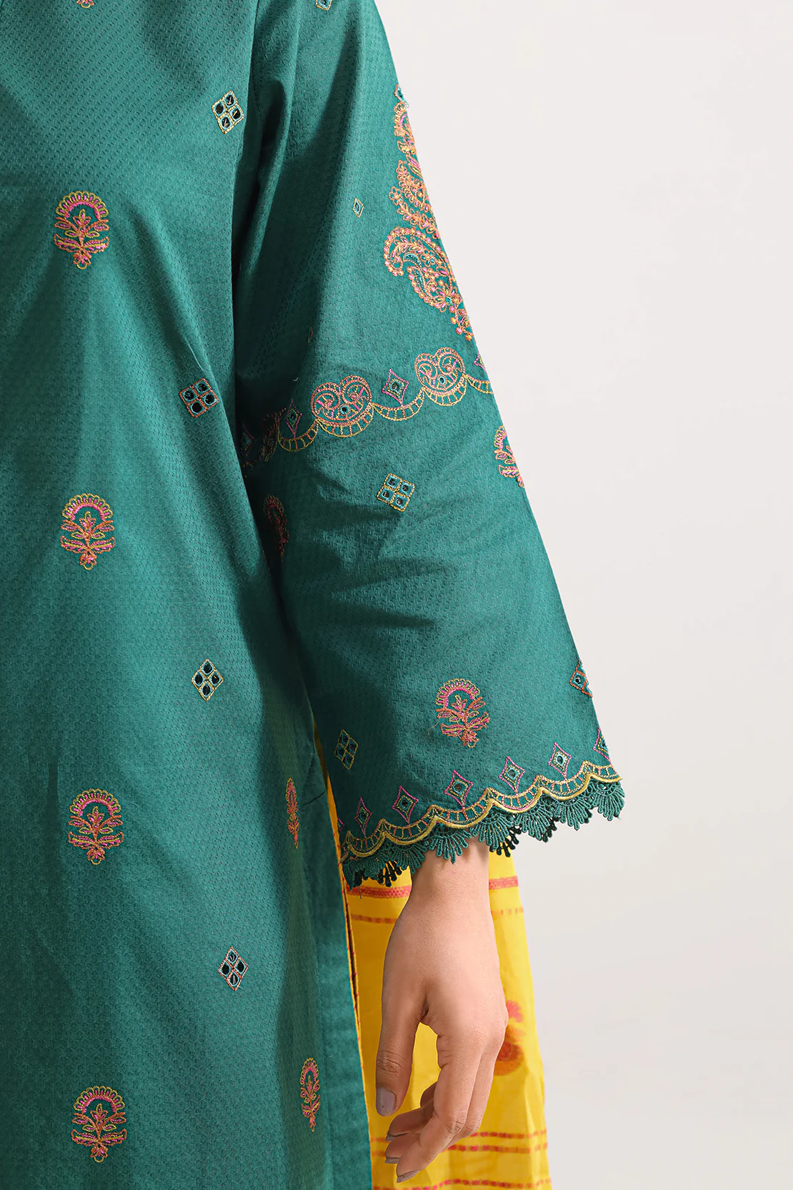 Luxury Pret Embroidered  Cotton Jacquard  Stitched (Shirt/Trouser) - Image 4
