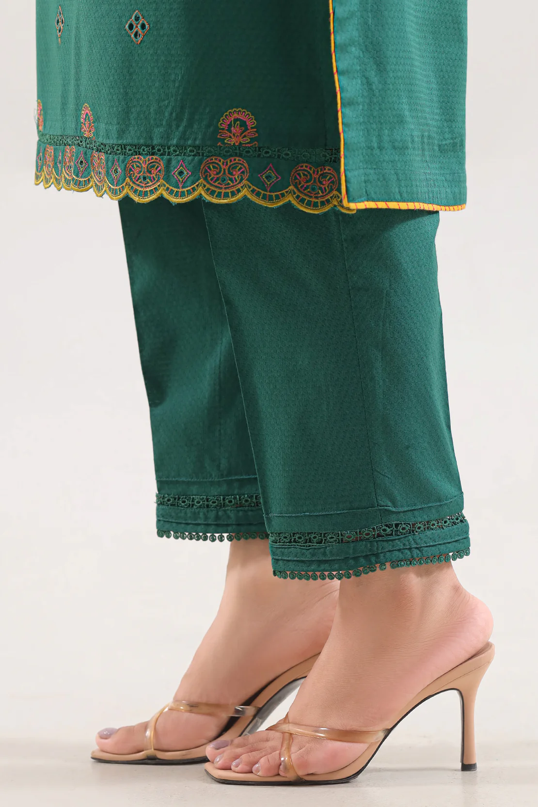Luxury Pret Embroidered  Cotton Jacquard  Stitched (Shirt/Trouser) - Image 5