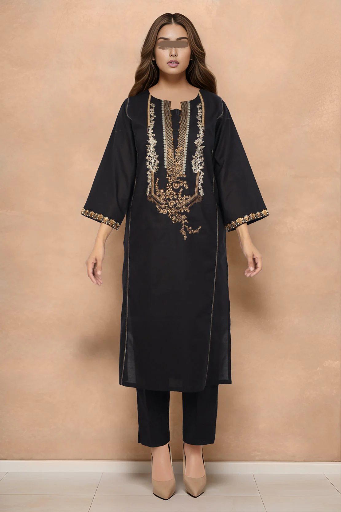 Luxury Pret Embroidered Cotton Stitched 2 Piece (shirt/trouser)