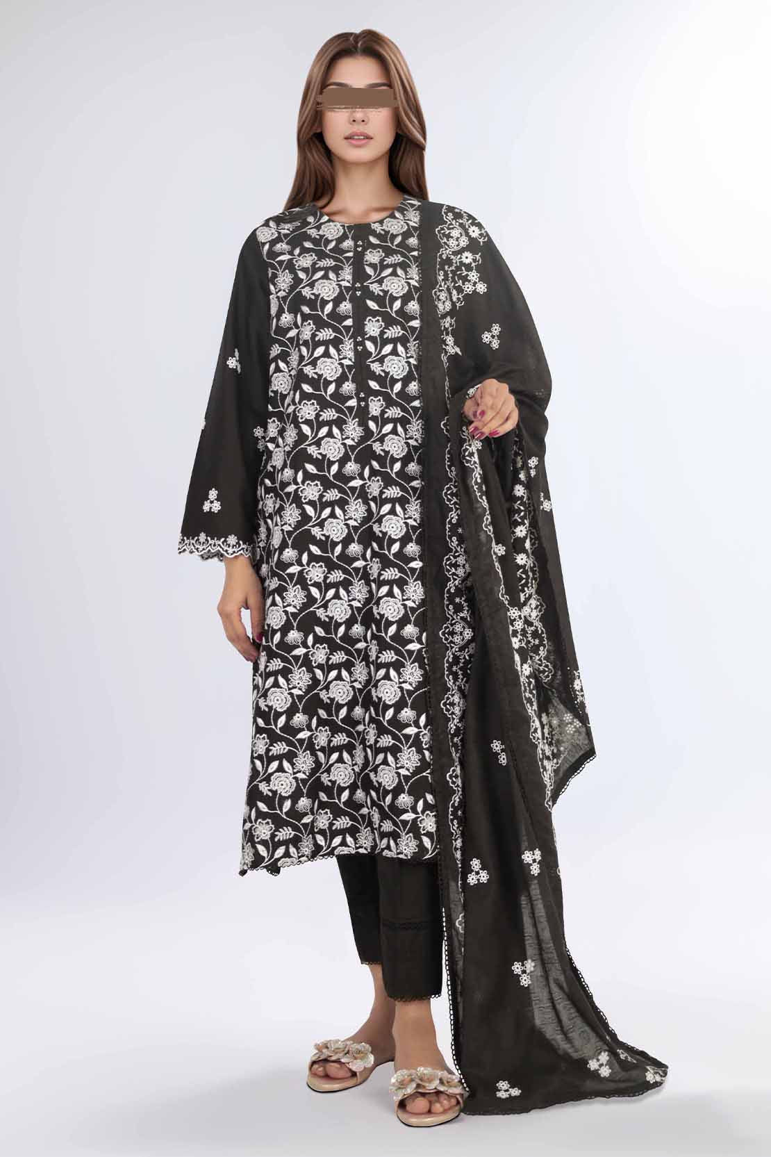 Luxury Pret Embroidered Cotton Stitched 2 Piece Shirt/Trouser - Image 2