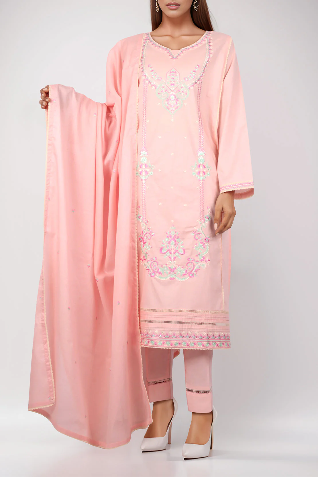 Luxury Pret Embroidered Cotton Stitched 3 Piece - Image 2