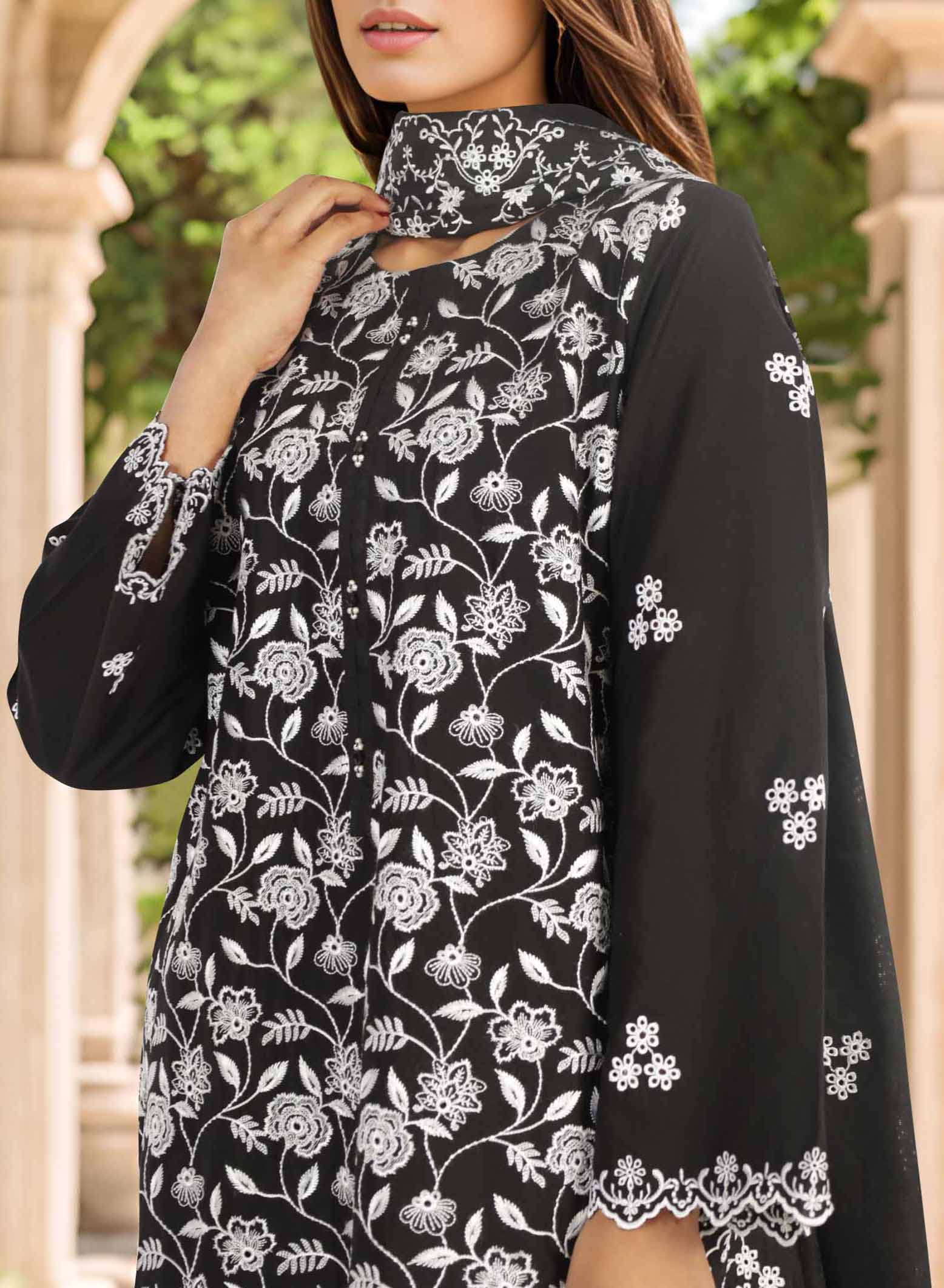 Luxury Pret Embroidered Cotton Stitched 3 Piece