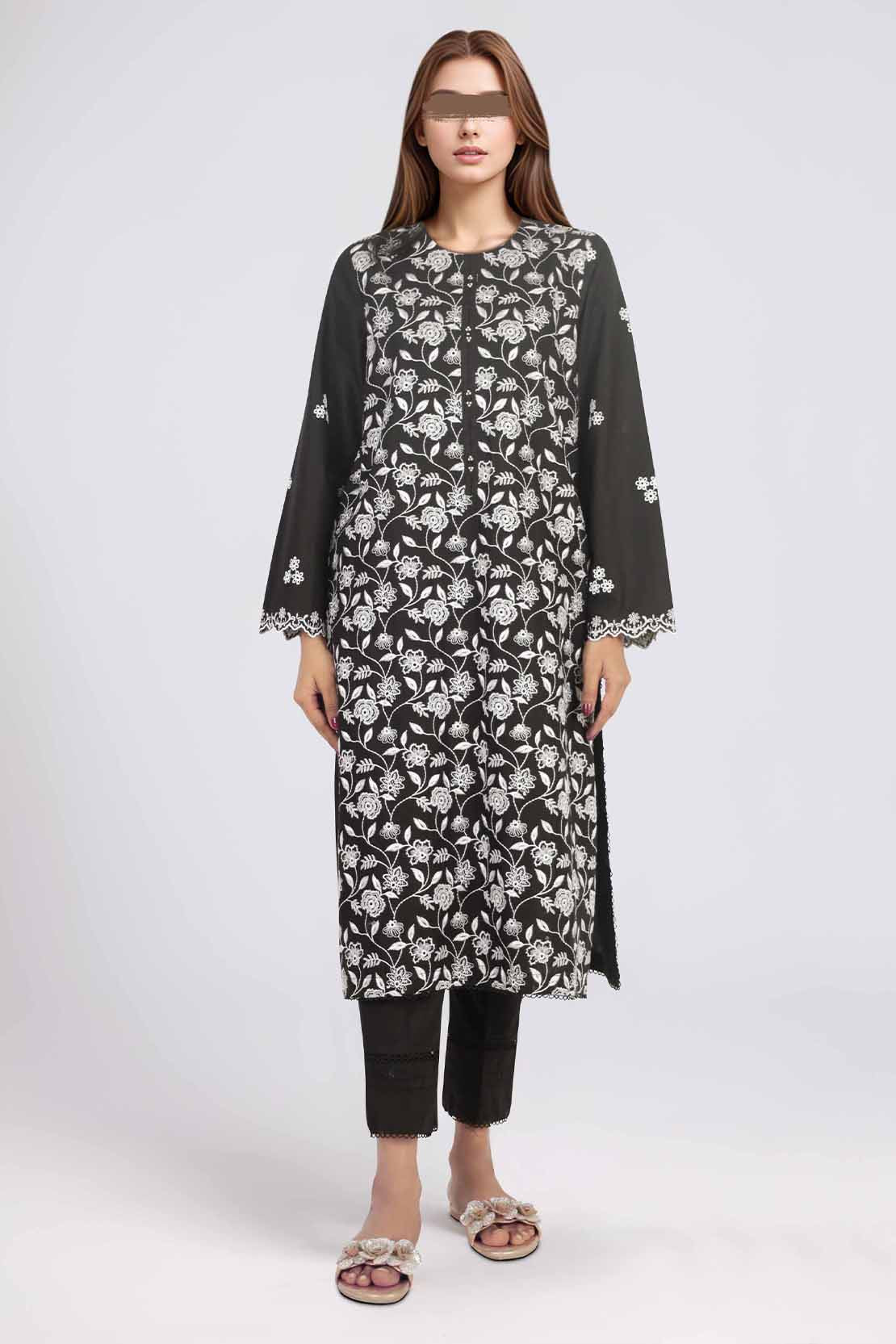 Luxury Pret Embroidered Cotton Stitched 3 Piece - Image 3