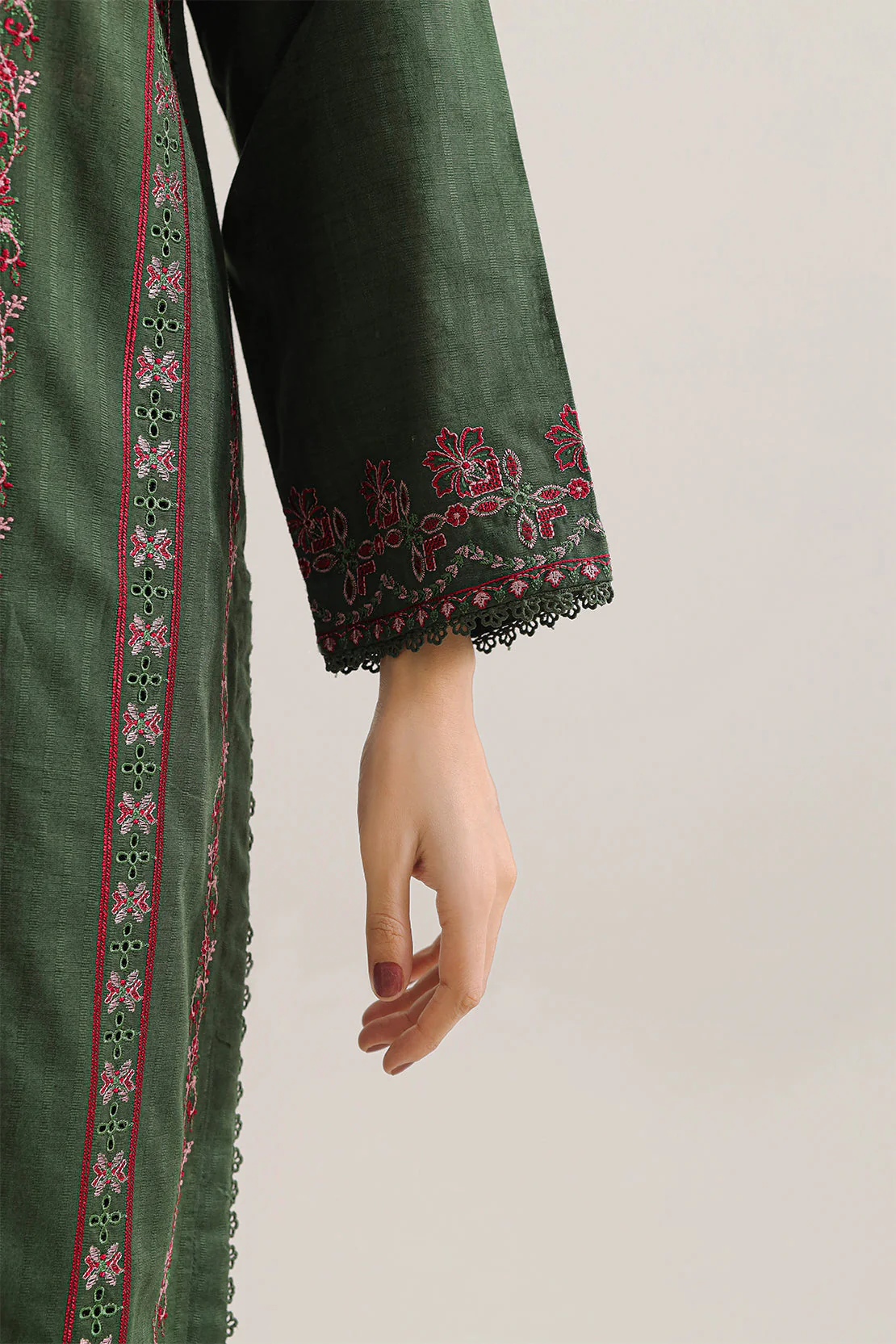 Luxury Pret Embroidered Slub Cotton Stitched 3 Piece - Image 5