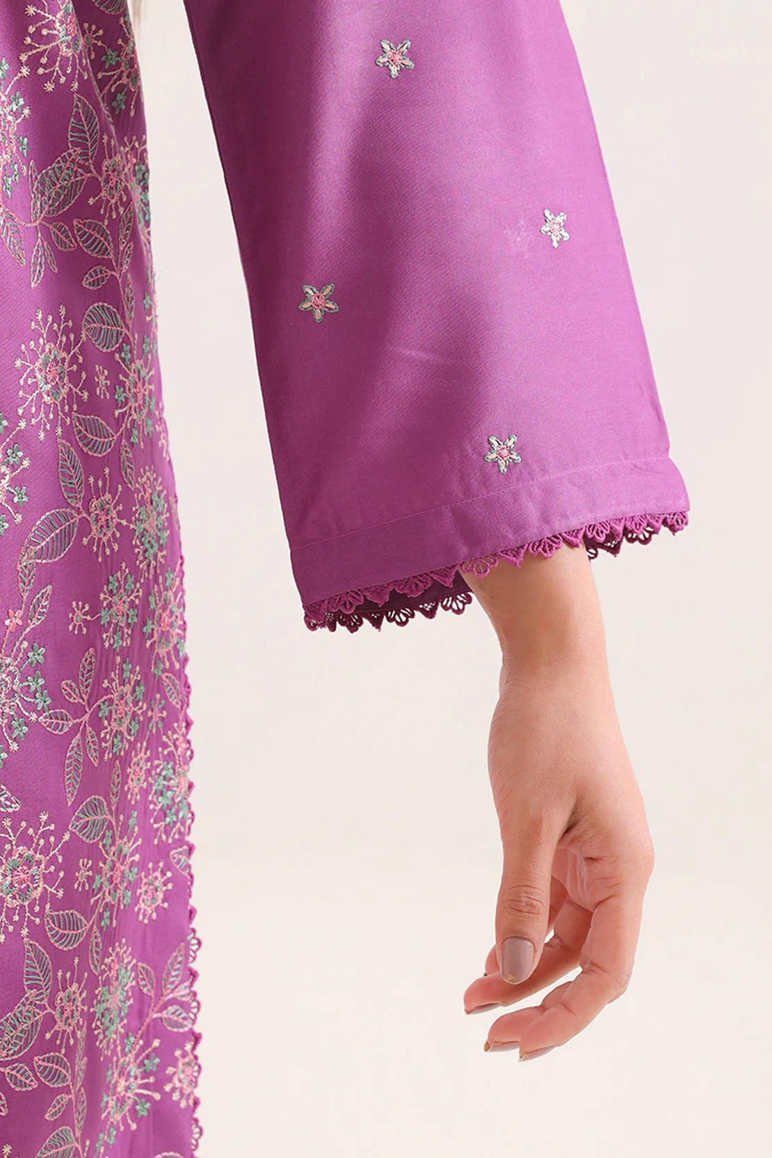 Luxury Pret Embroidered Cotton Viscose Stitched 2 Piece Shirt/Trouser - Image 4