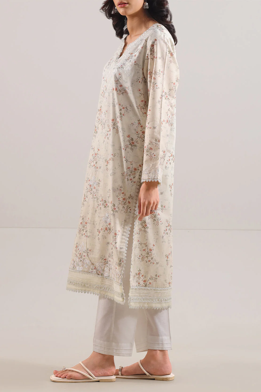 Luxury Pret Embroidered Lawn Stitched Shirt - Image 2