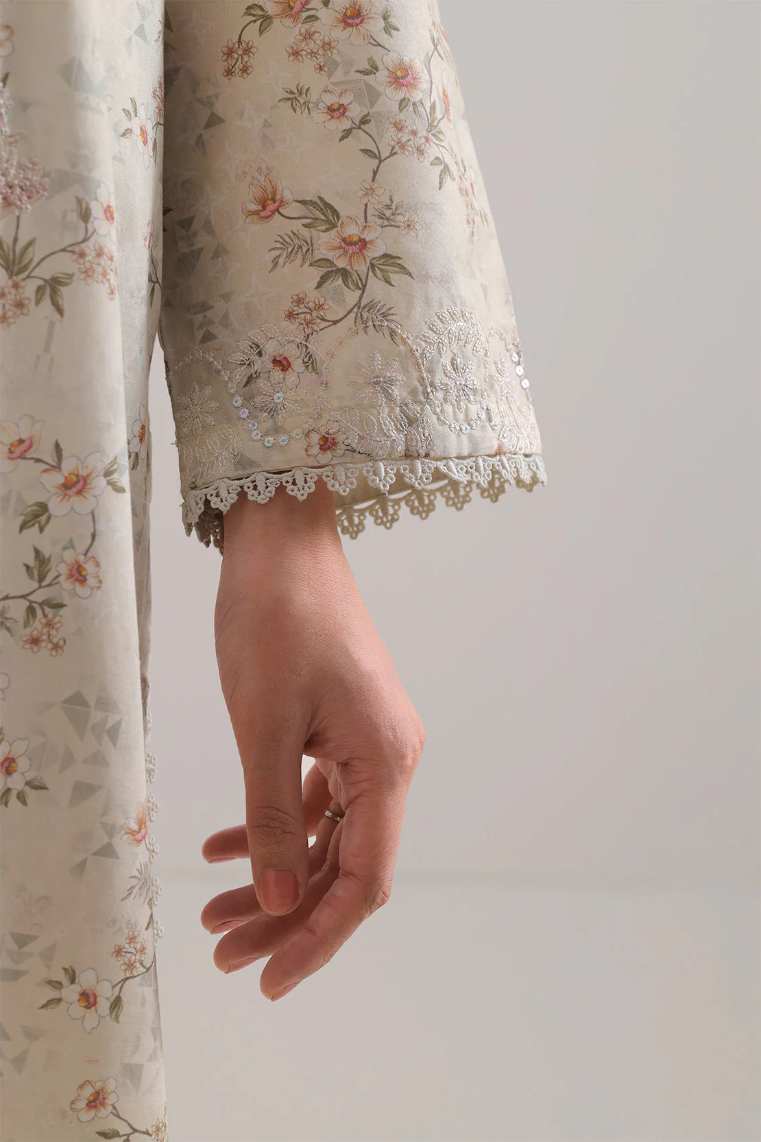 Luxury Pret Embroidered Lawn Stitched Shirt - Image 5