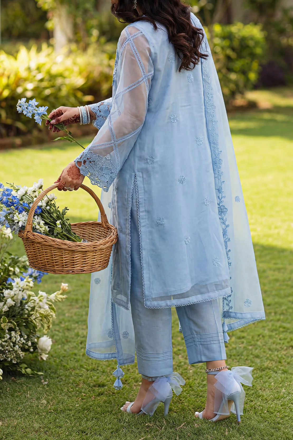 Luxury Pret Embroidered Organza Stitched 3 Piece - Image 5