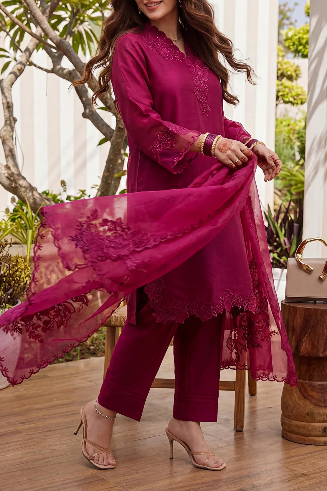 Luxury Pret Embroidered Organza Stitched 3 Piece