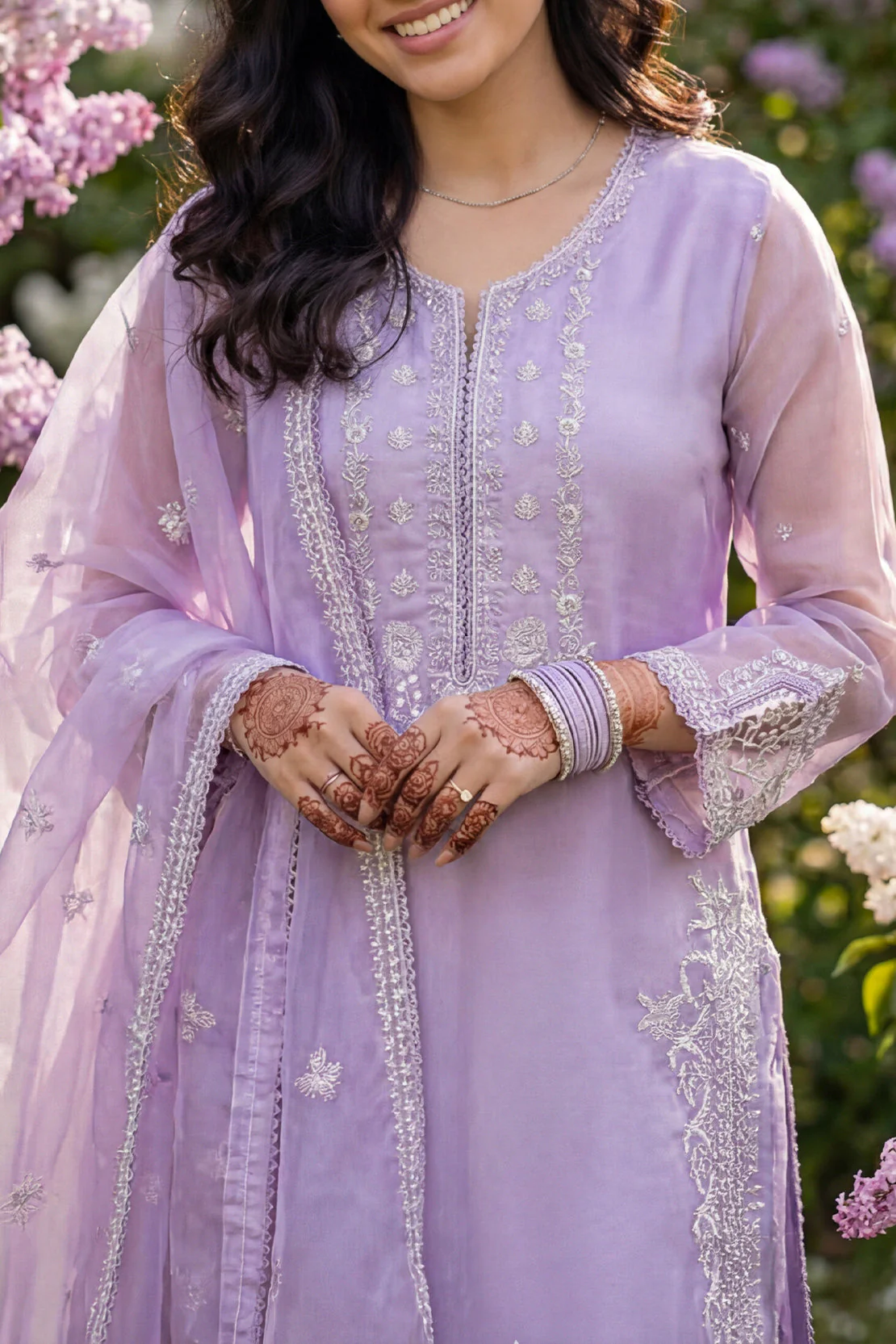 Luxury Pret Embroidered Organza Stitched 3 Piece - Image 2