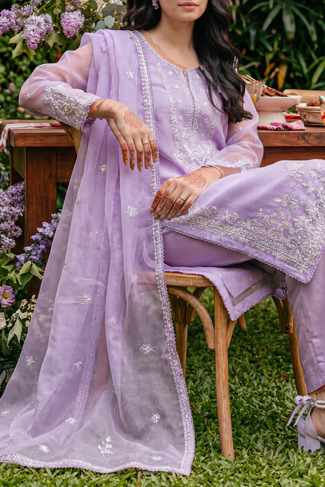 Luxury Pret Embroidered Organza Stitched 3 Piece - Image 5