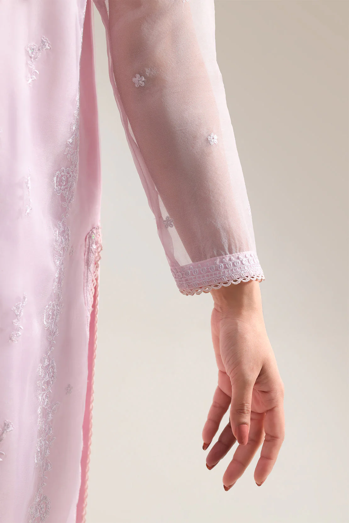 Luxury Pret Embroidered Organza Stitched 3 Piece - Image 5