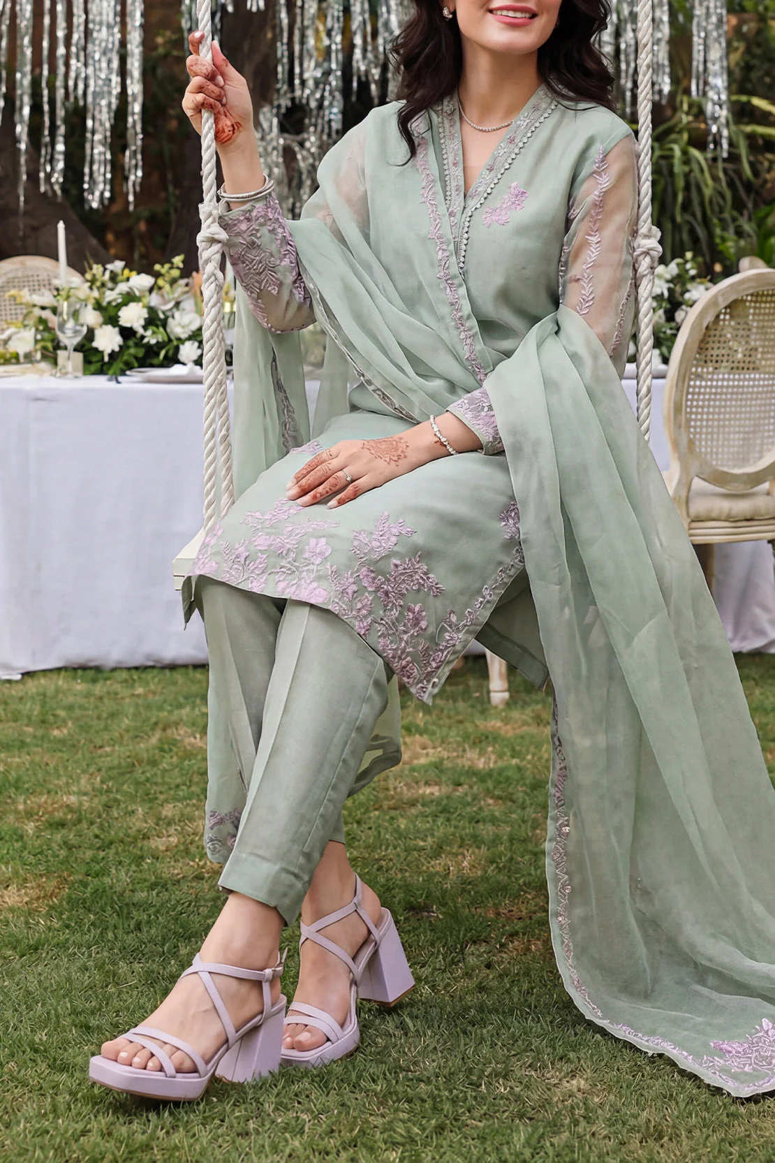 Luxury Pret Embroidered Organza Stitched Shirt - Image 4