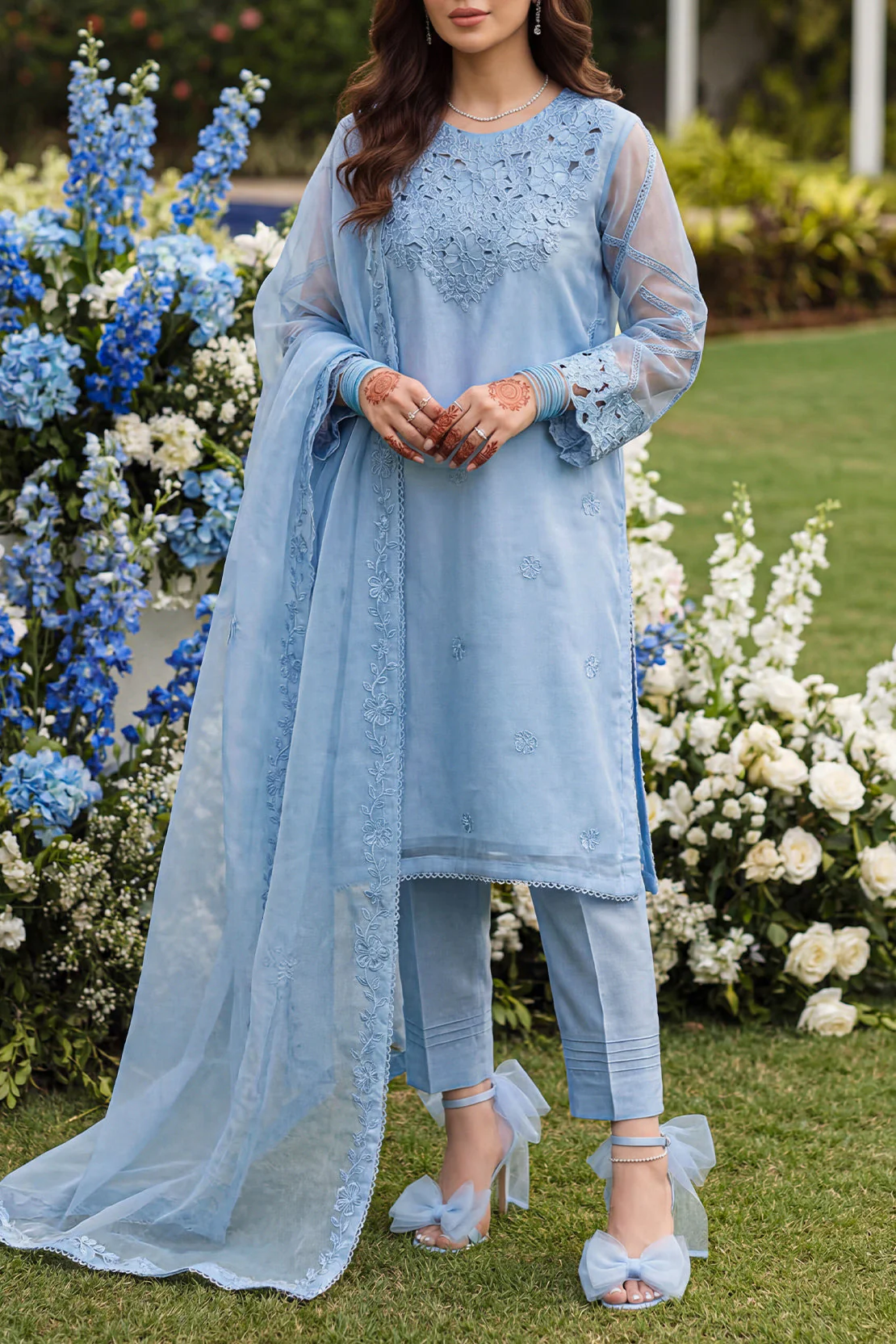 Luxury Pret Embroidered Organza Stitched Shirt