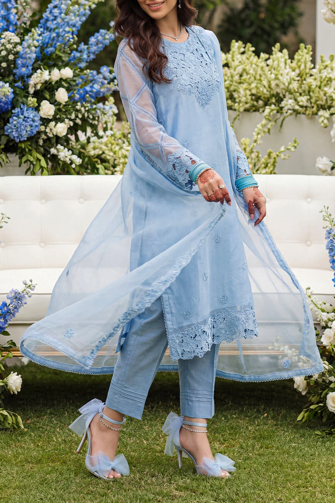 Luxury Pret Embroidered Organza Stitched Shirt - Image 4