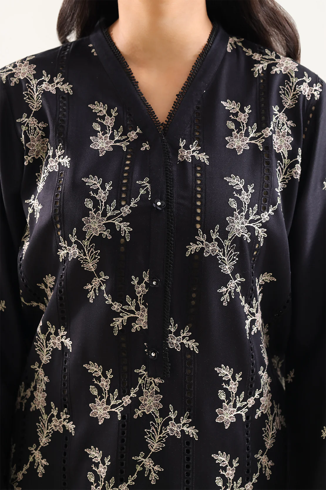Luxury Pret Embroidered Pashmina Stitched 3 Piece - Image 3