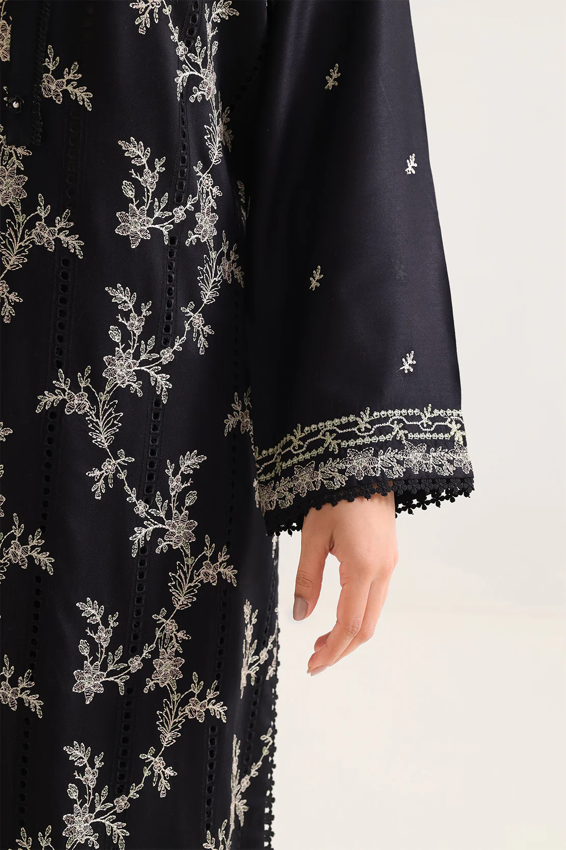Luxury Pret Embroidered Pashmina Stitched 3 Piece - Image 4