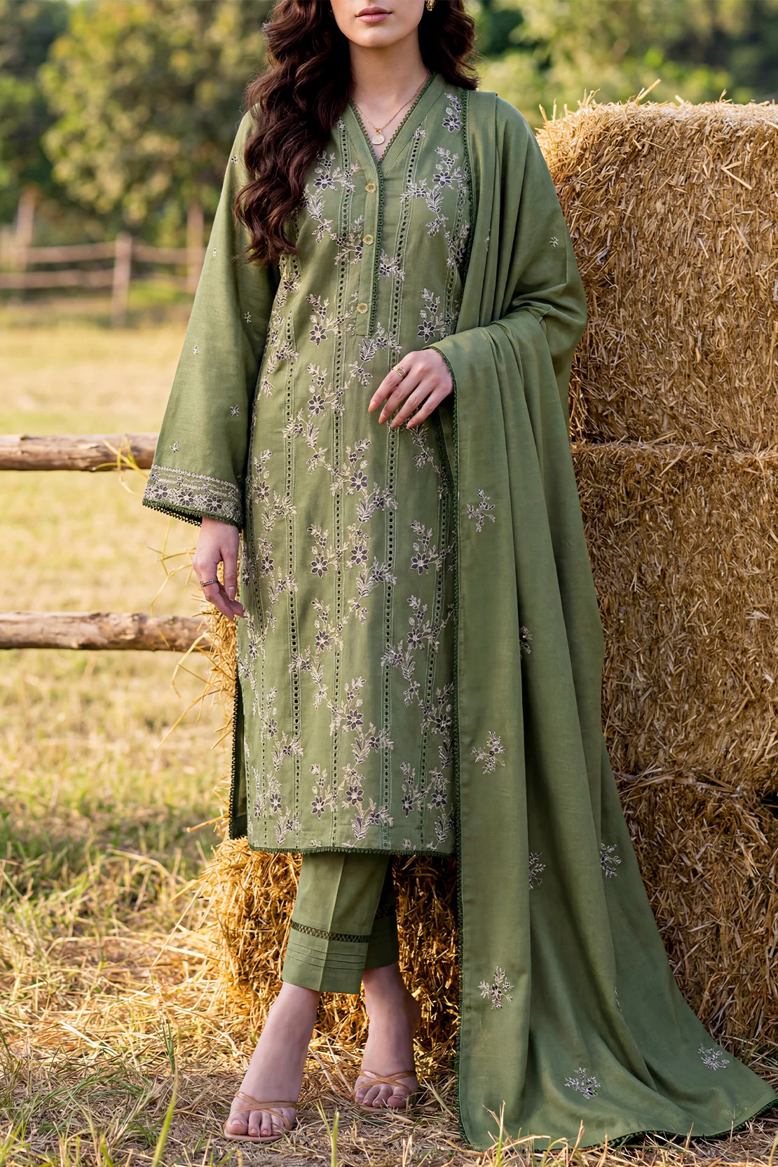 Luxury Pret Embroidered Pashmina Stitched 3 Piece