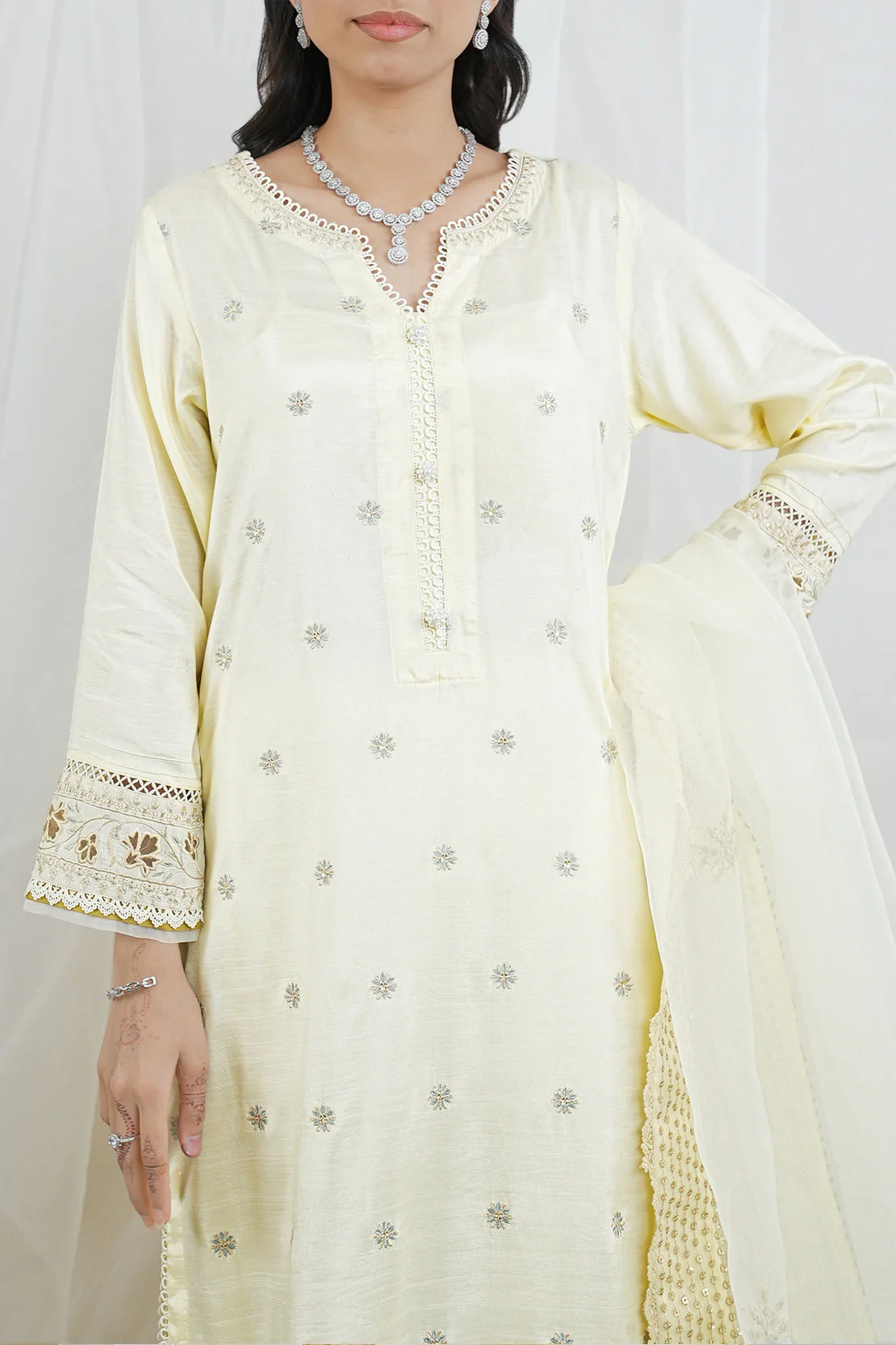 Luxury Pret Embroidered Raw Silk Stitched 2 Piece (Shirt/Trouser) - Image 6
