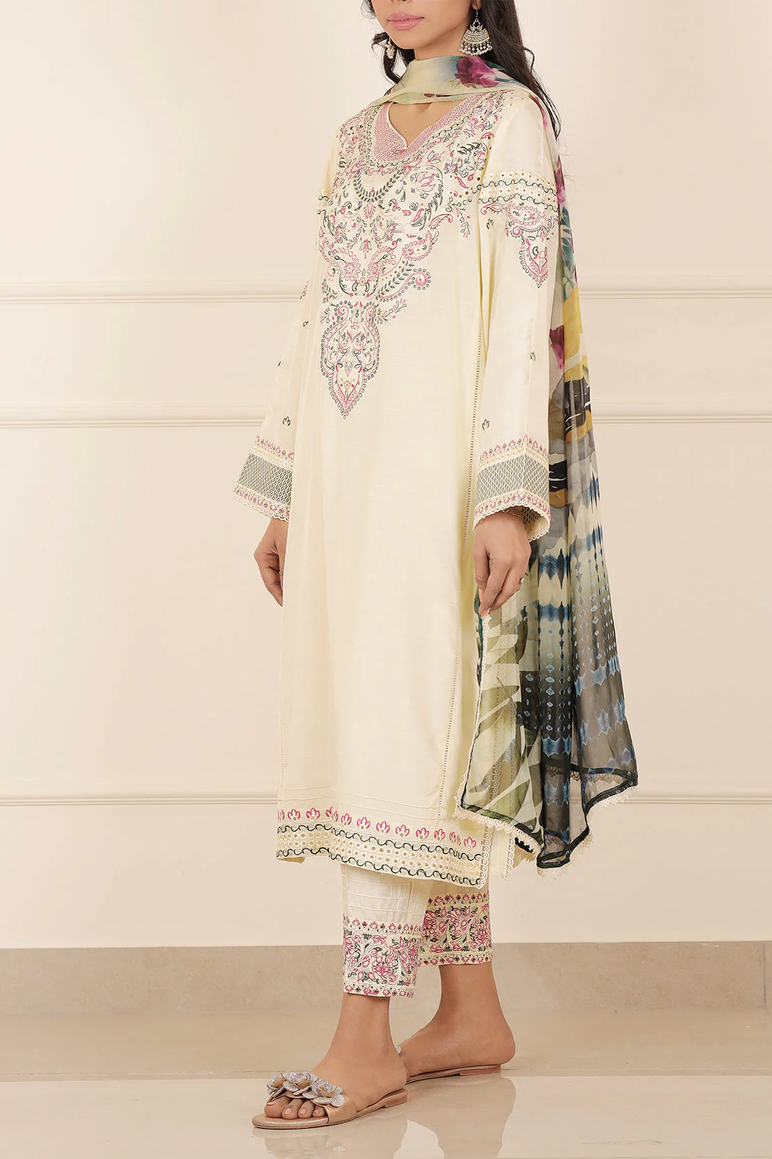 Luxury Pret Embroidered Raw Silk Stitched 2 Piece (Shirt/Trouser) - Image 2