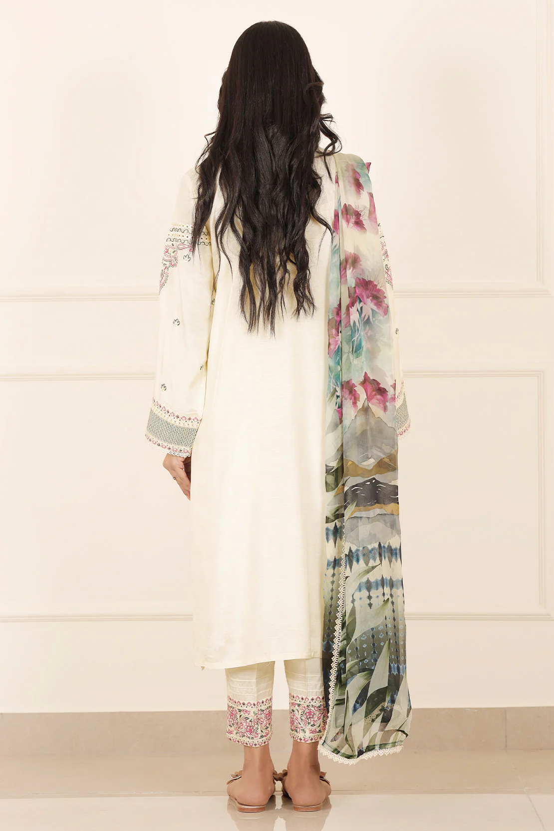 Luxury Pret Embroidered Raw Silk Stitched 2 Piece (Shirt/Trouser) - Image 3