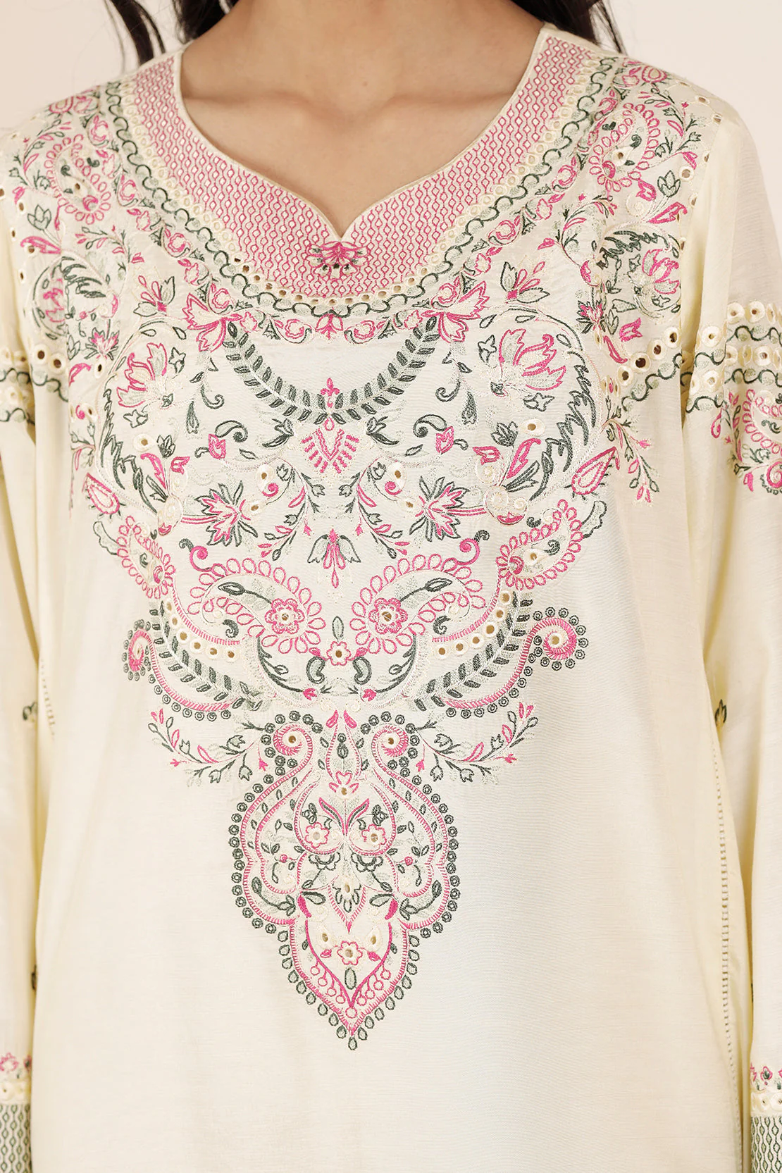 Luxury Pret Embroidered Raw Silk Stitched 2 Piece (Shirt/Trouser) - Image 4