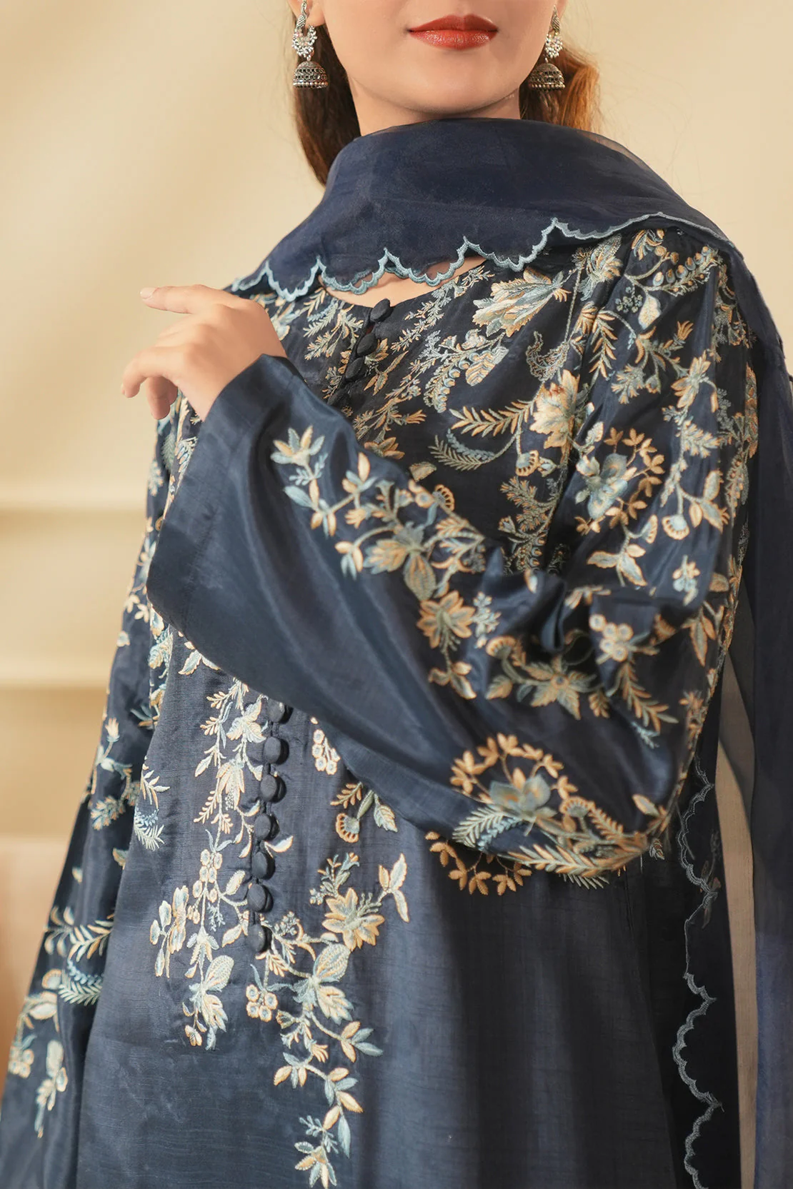 Luxury Pret Embroidered Raw Silk Stitched 3 Piece