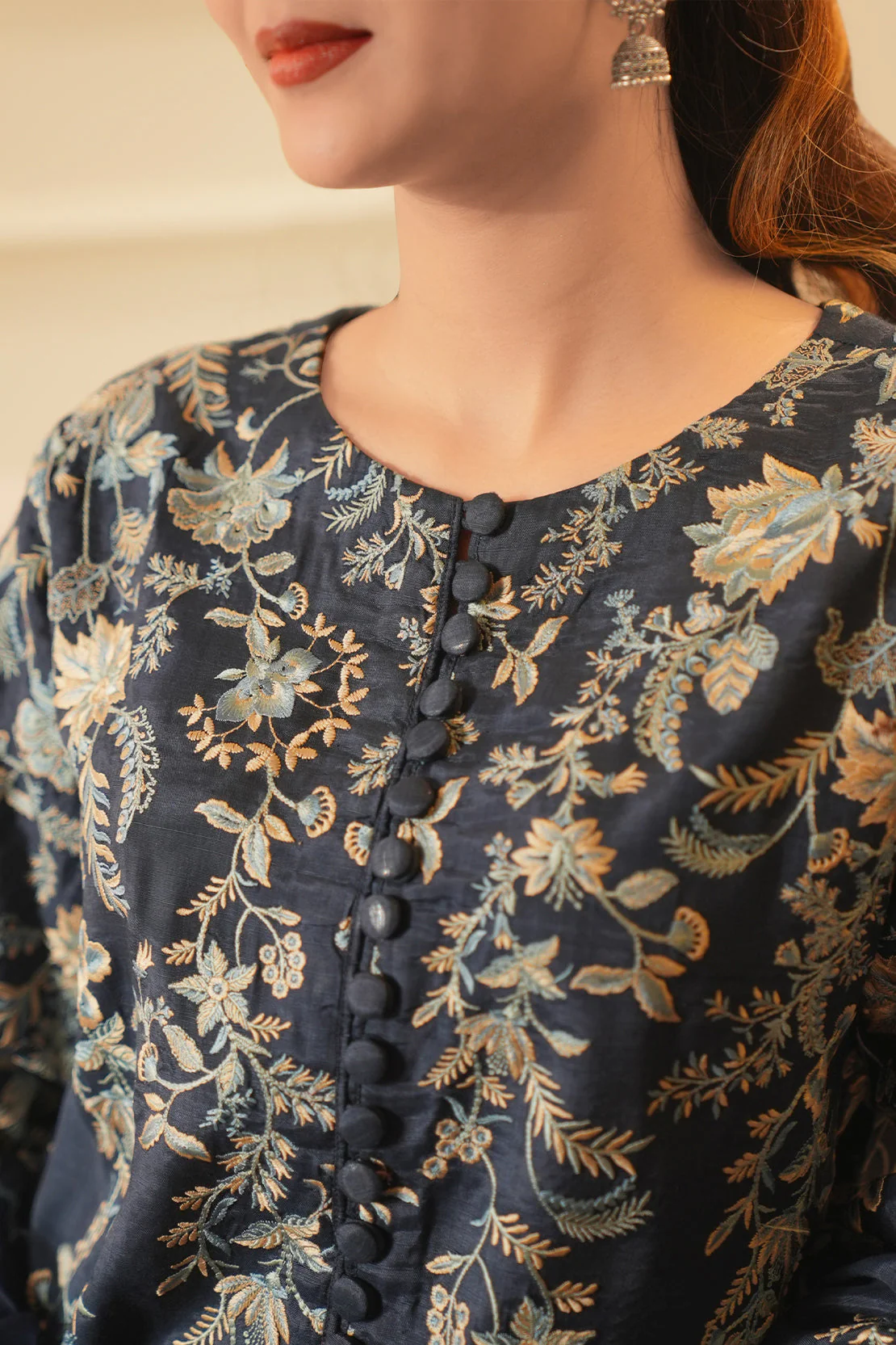 Luxury Pret Embroidered Raw Silk Stitched 3 Piece - Image 5