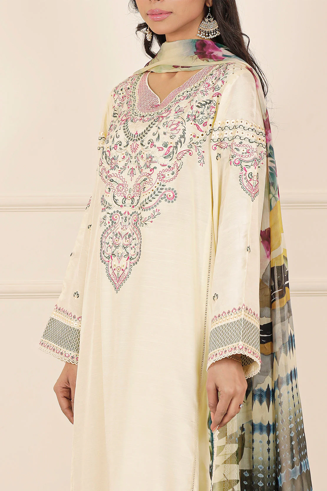 Luxury Pret Embroidered Raw Silk Stitched 3 Piece