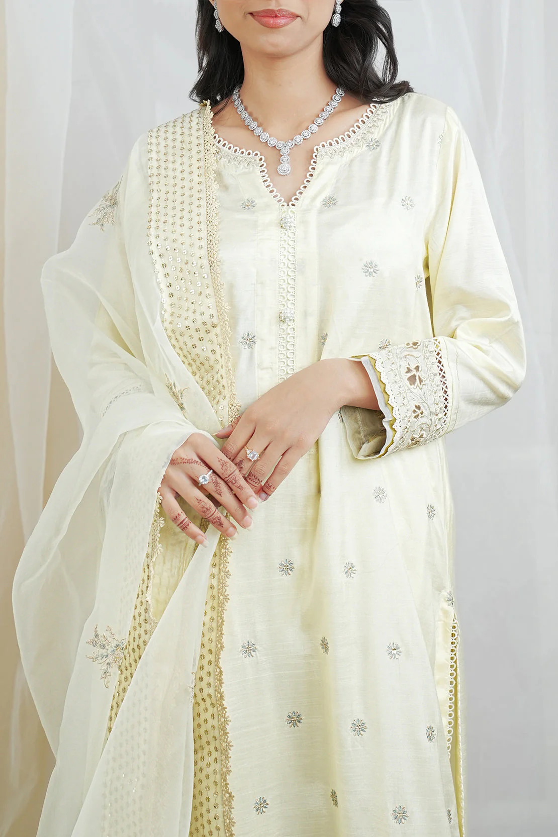 Luxury Pret Embroidered Raw Silk Stitched 3 Piece - Image 5