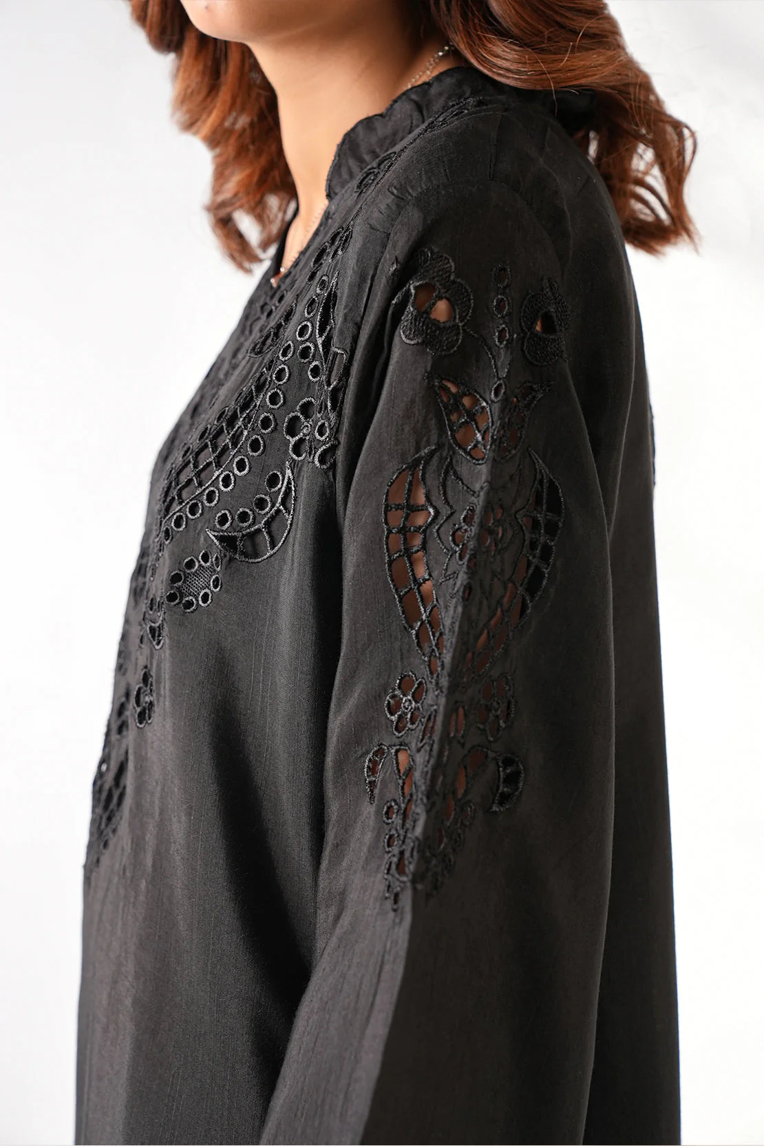 Luxury Pret Embroidered Raw Silk Stitched Shirt Trouser - Image 4