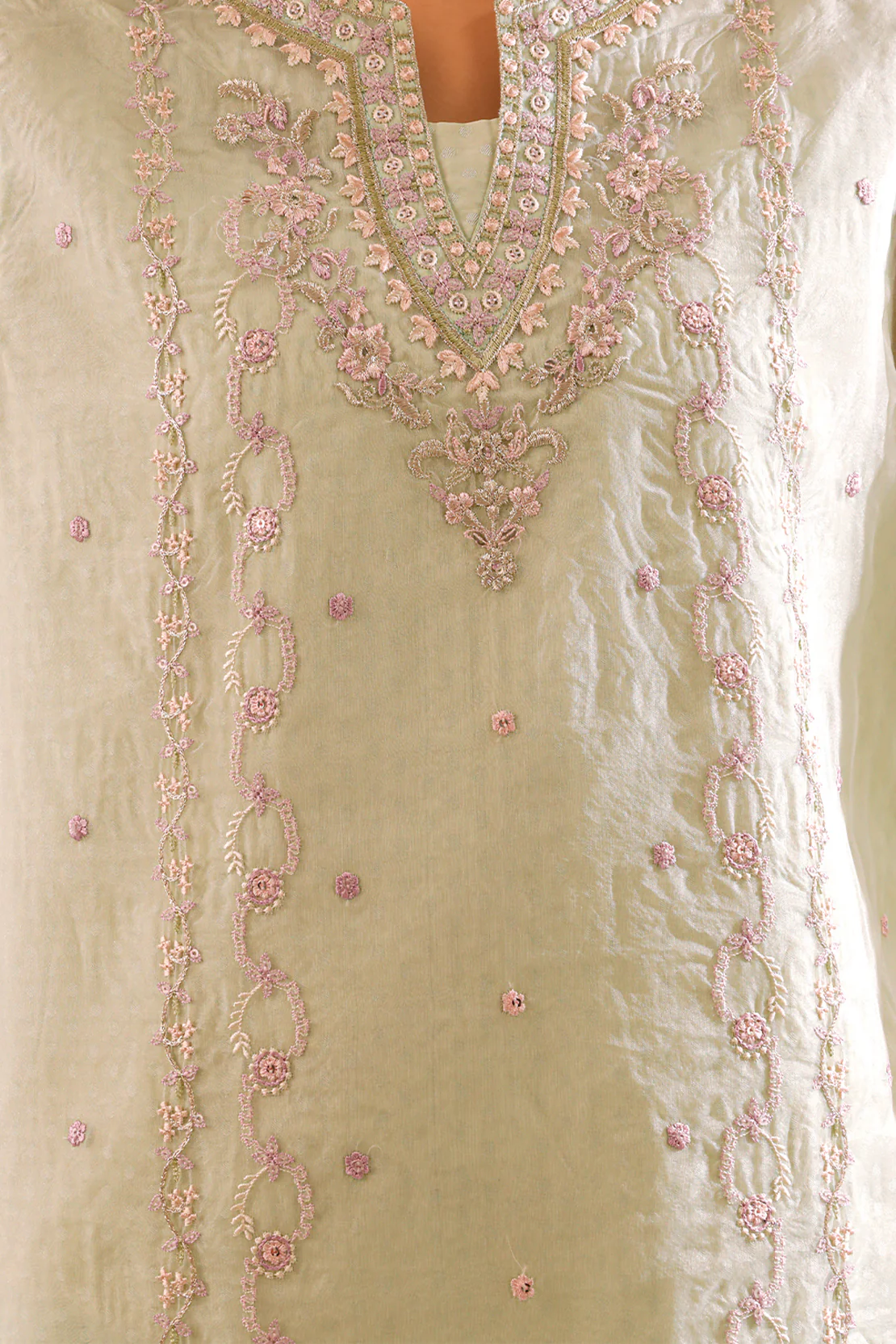 Luxury Pret Embroidered Self Jacquard Stitched 2 Piece (Shirt/Trouser) - Image 4