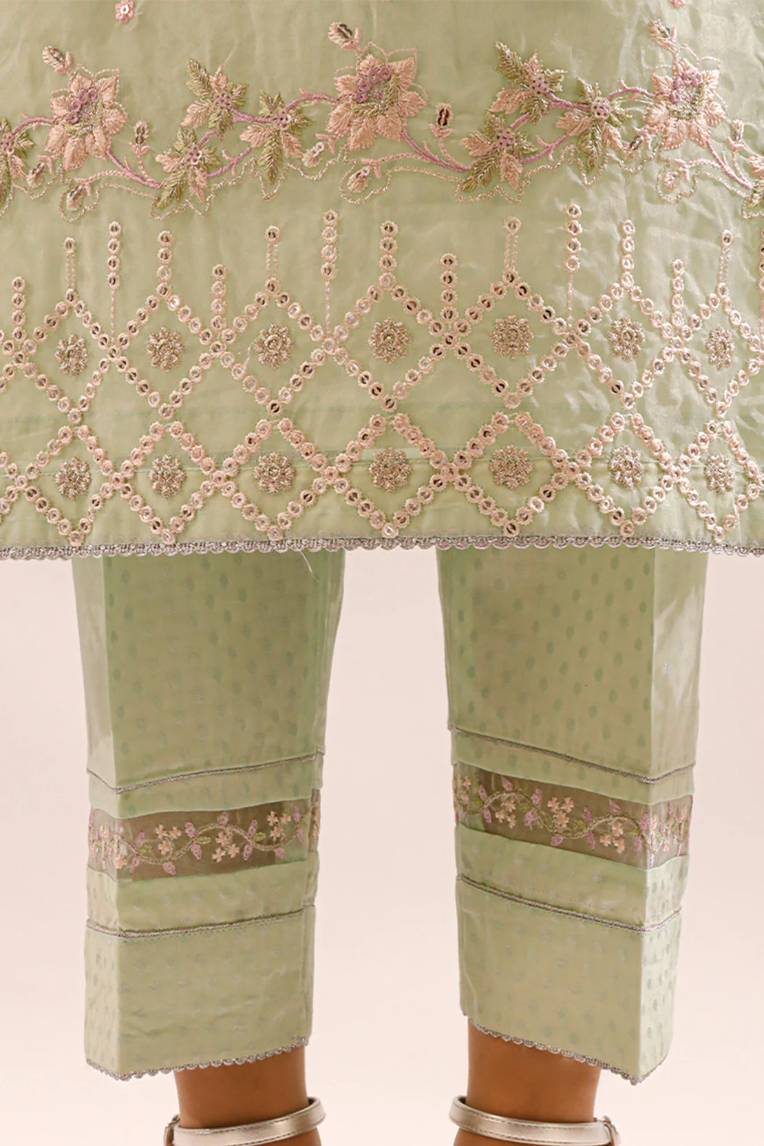 Luxury Pret Embroidered Self Jacquard Stitched 2 Piece (Shirt/Trouser) - Image 6