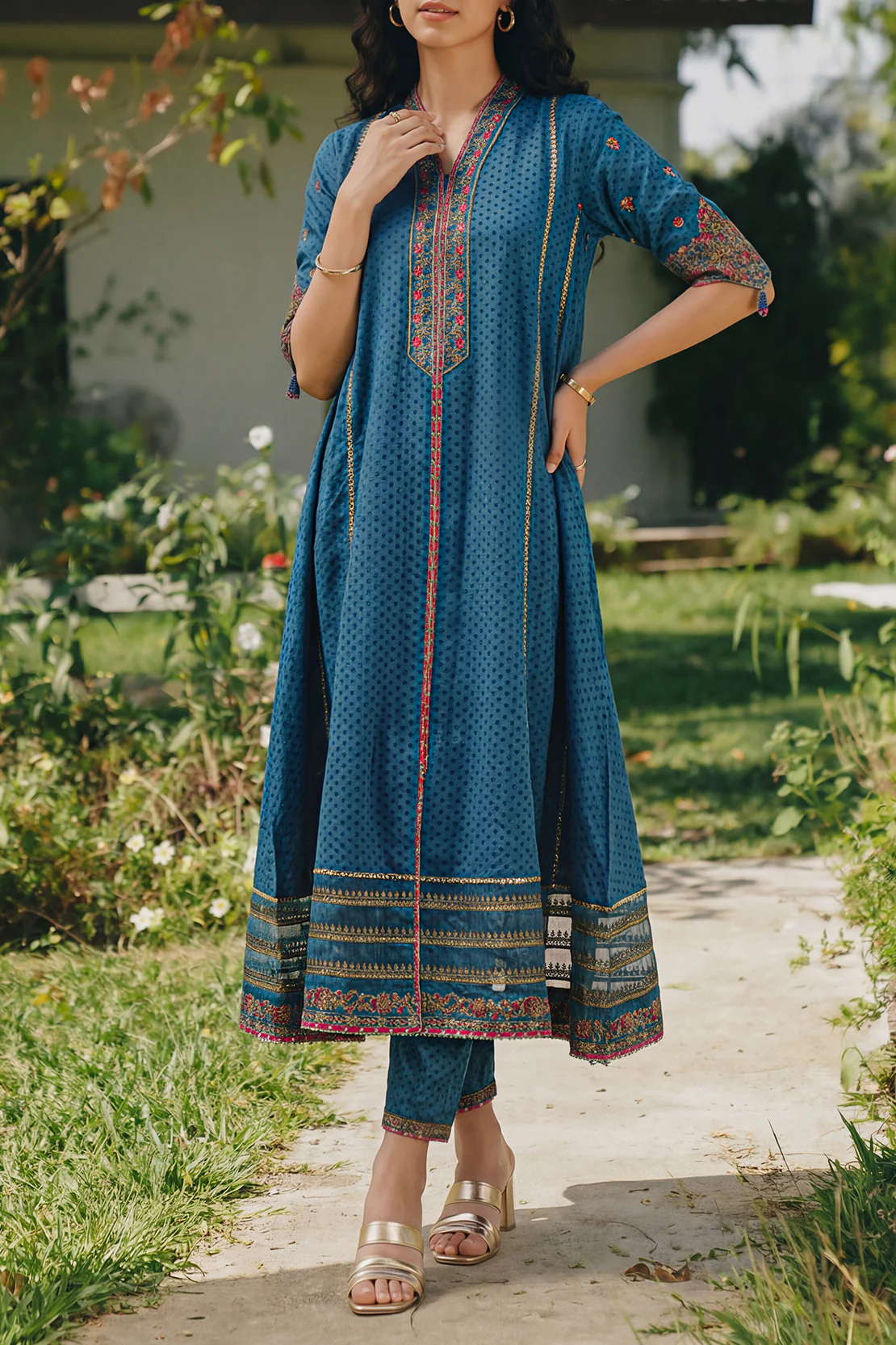 Luxury Pret Embroidered Self Jacquard Stitched 2 Piece (Shirt/Trouser)