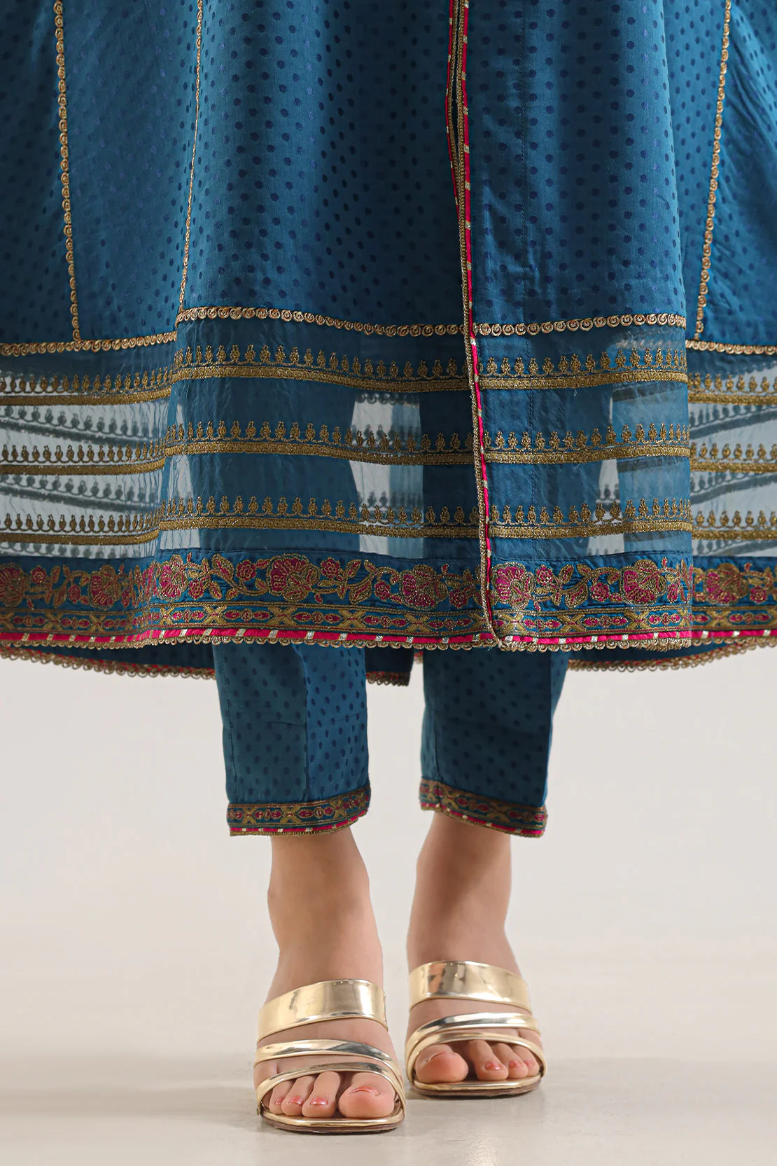 Luxury Pret Embroidered Self Jacquard Stitched 2 Piece (Shirt/Trouser) - Image 6