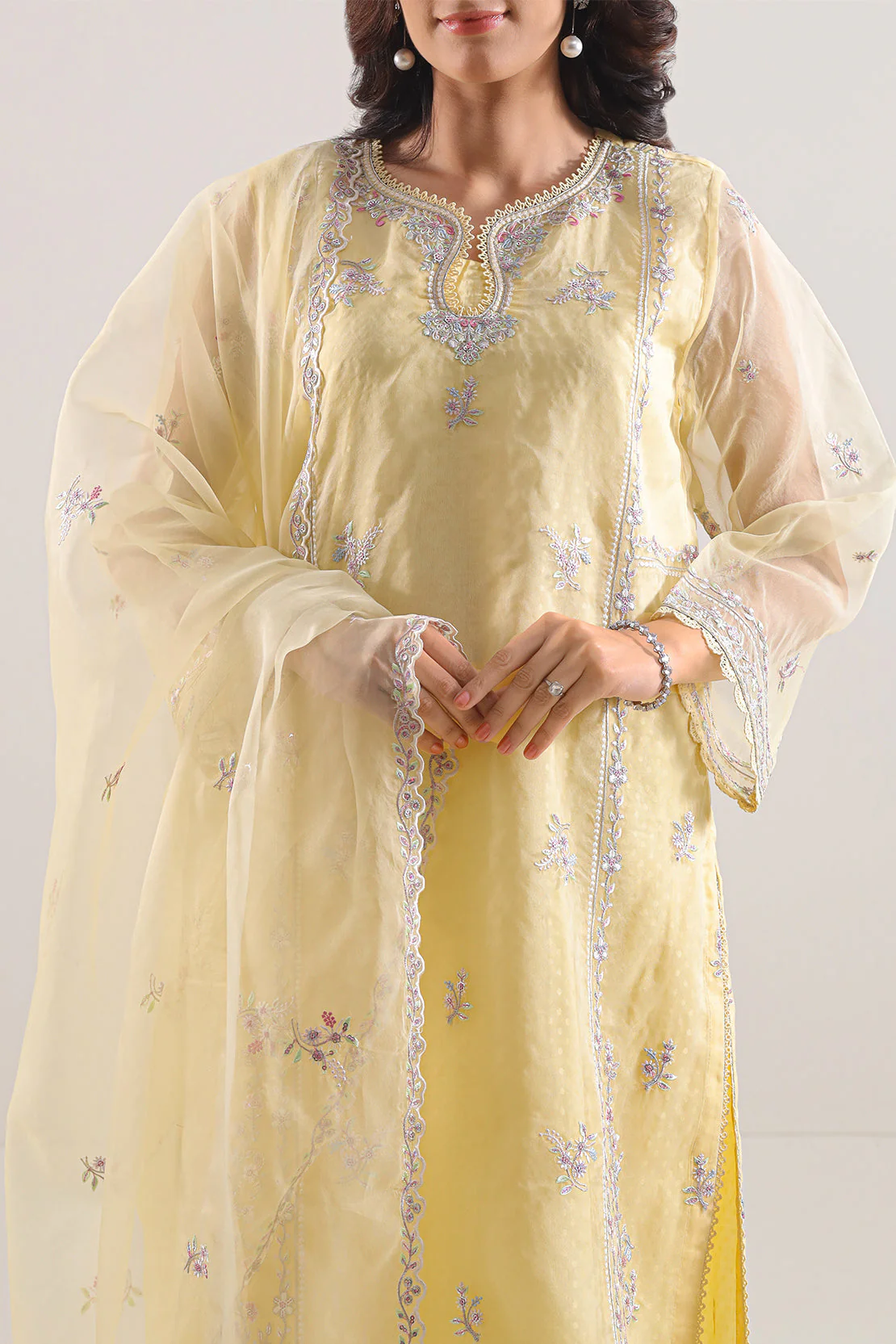 Luxury Pret Embroidered Self Jacquard Stitched 3 Piece - Image 3