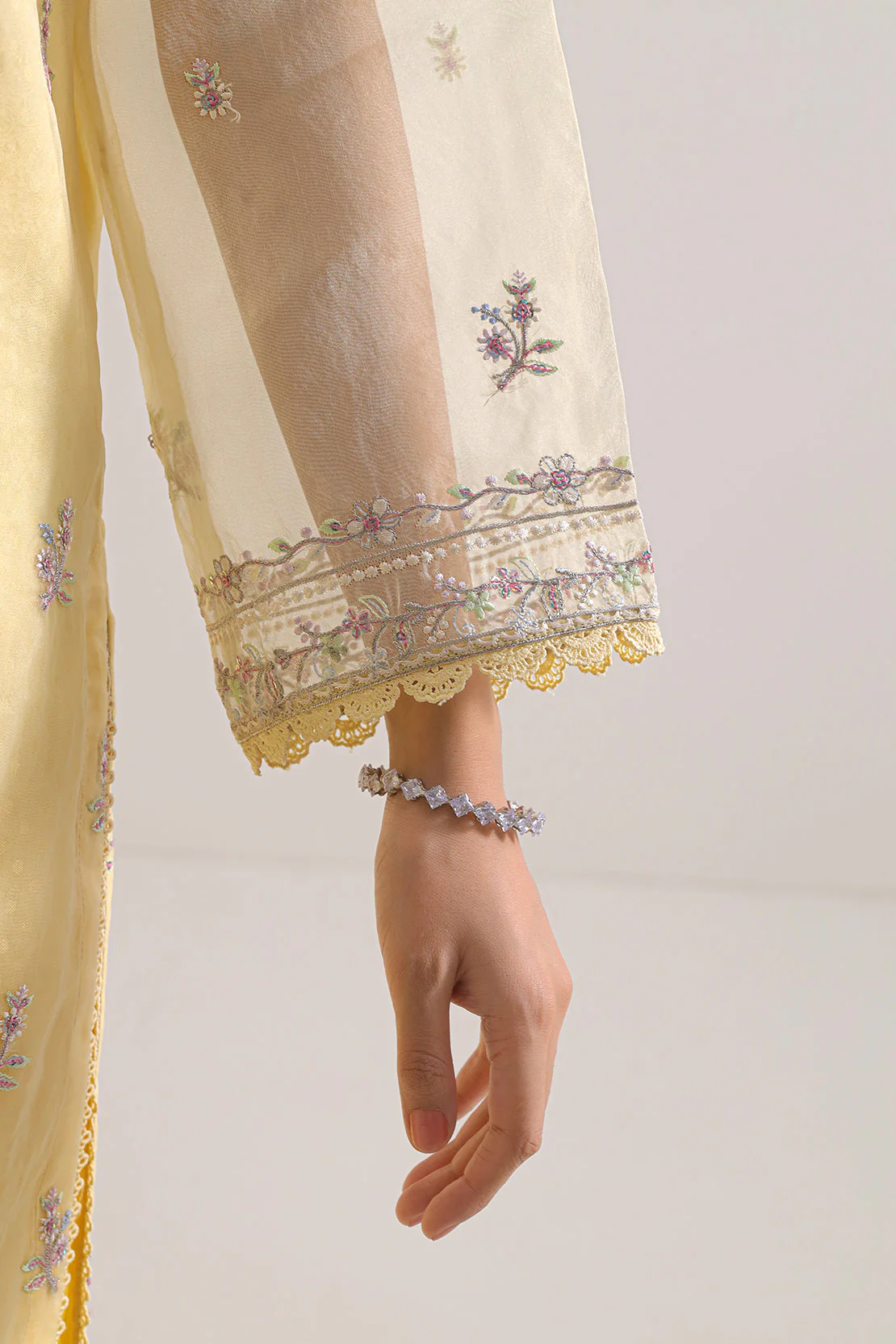 Luxury Pret Embroidered Self Jacquard Stitched 3 Piece - Image 5