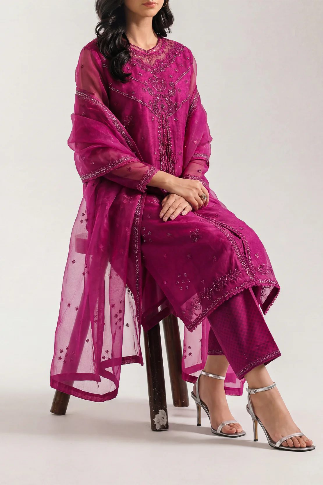 Luxury Pret Embroidered Self Jacquard Stitched (Shirt/Trouser)