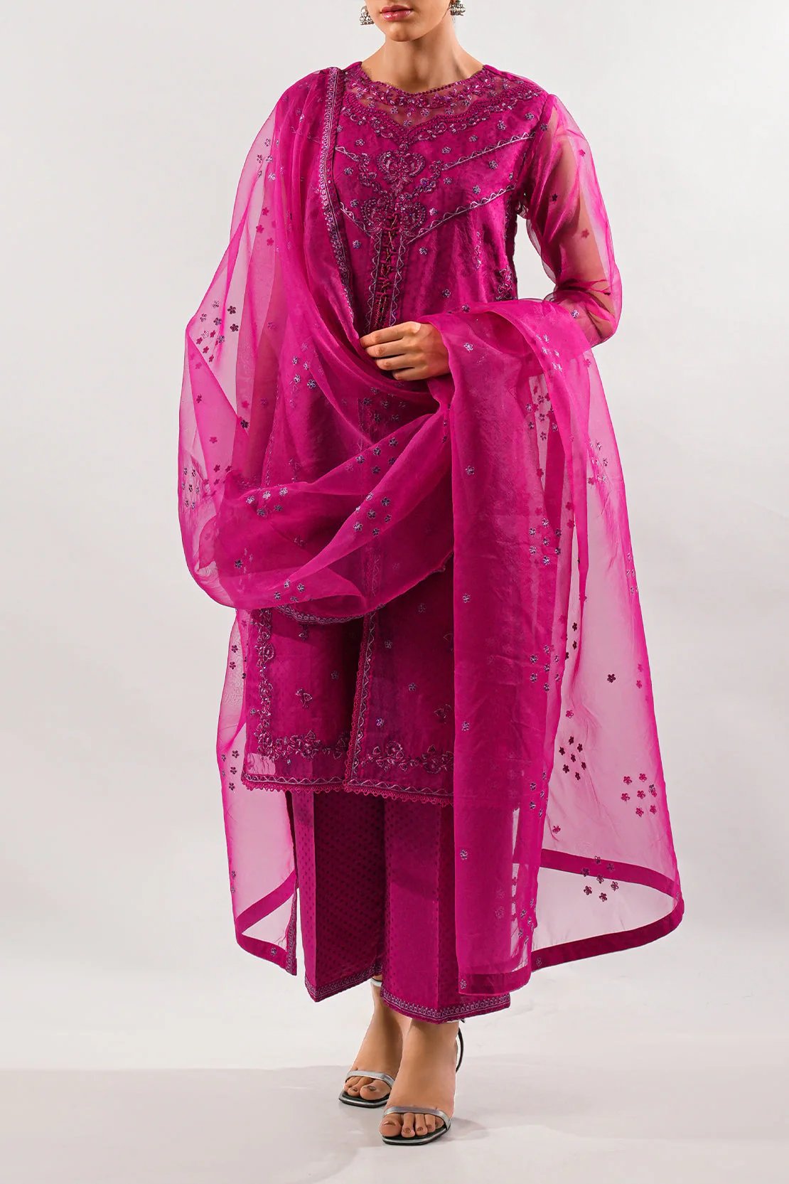 Luxury Pret Embroidered Self Jacquard Stitched (Shirt/Trouser) - Image 3