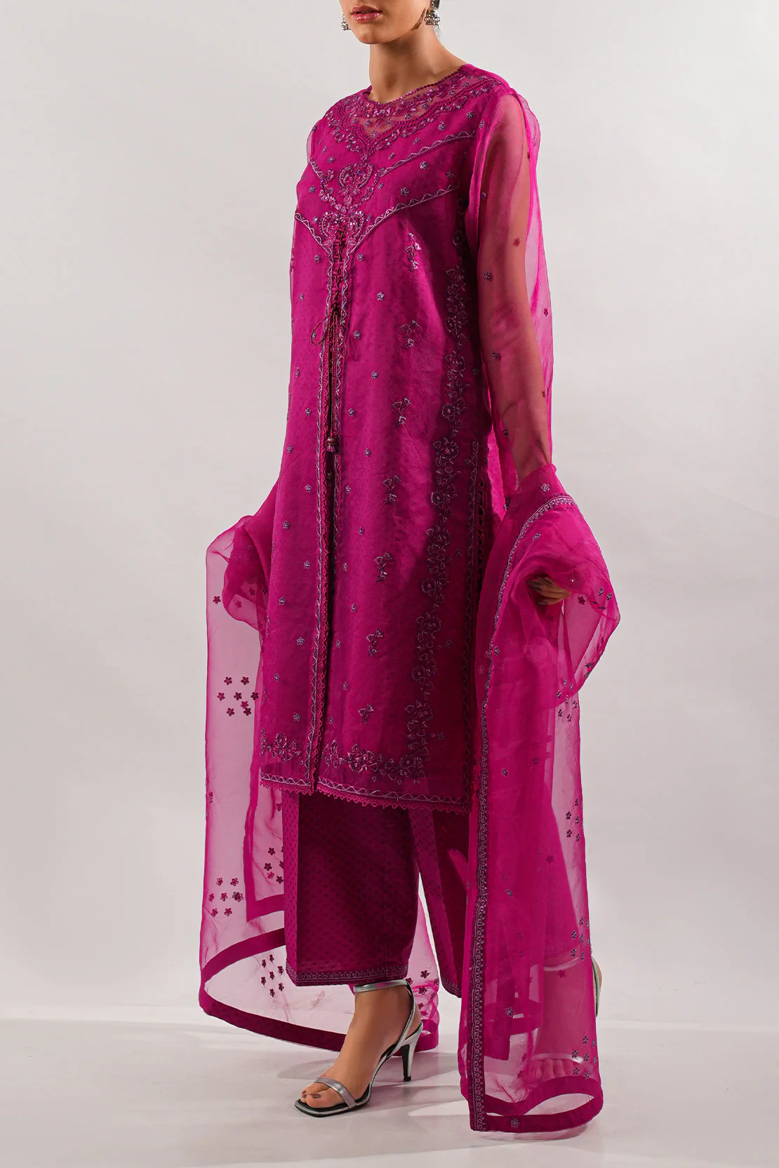Luxury Pret Embroidered Self Jacquard Stitched (Shirt/Trouser) - Image 4