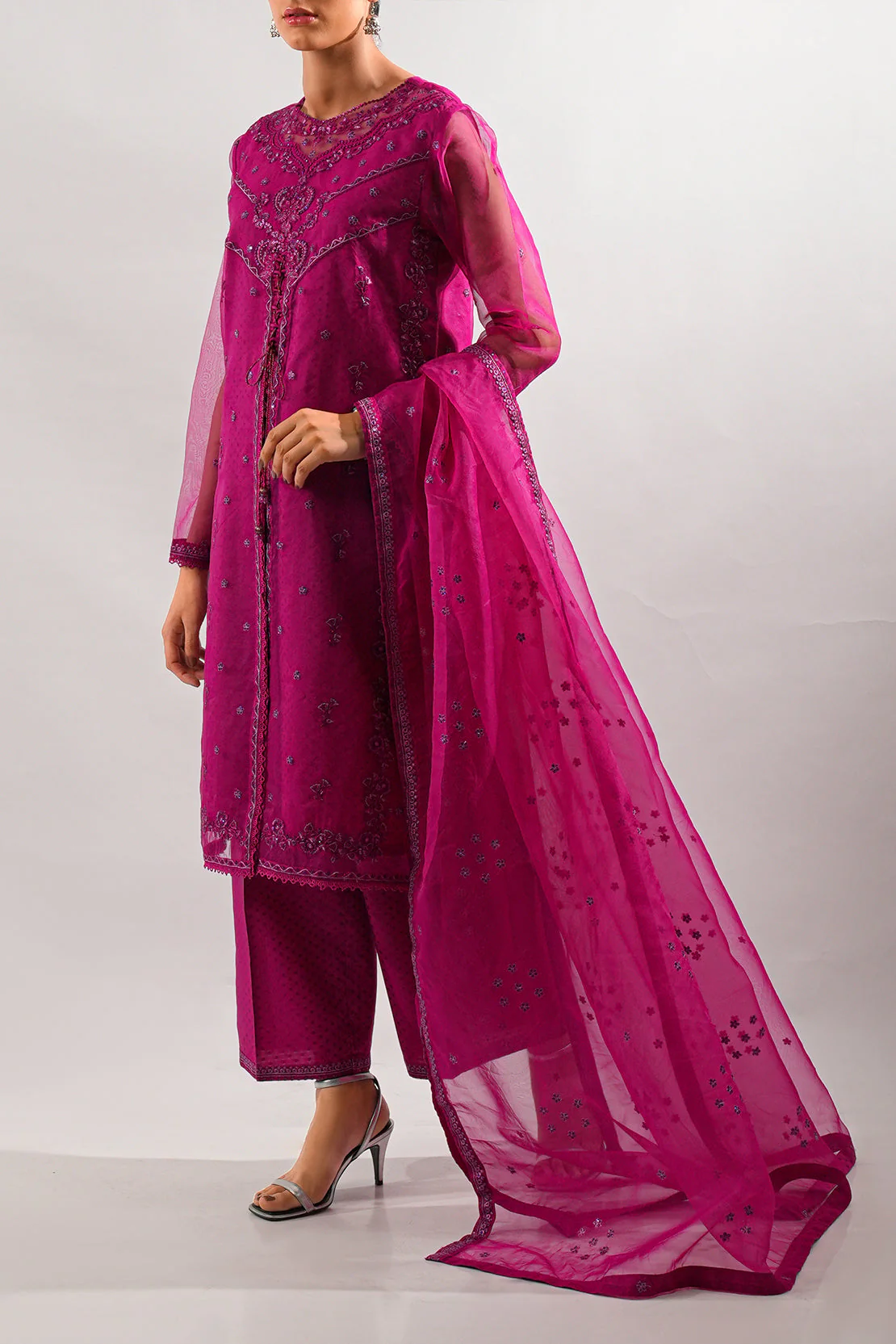 Luxury Pret Embroidered Self Jacquard Stitched (Shirt/Trouser) - Image 5