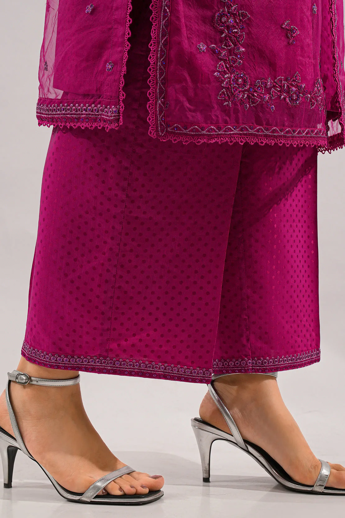 Luxury Pret Embroidered Self Jacquard Stitched (Shirt/Trouser) - Image 8