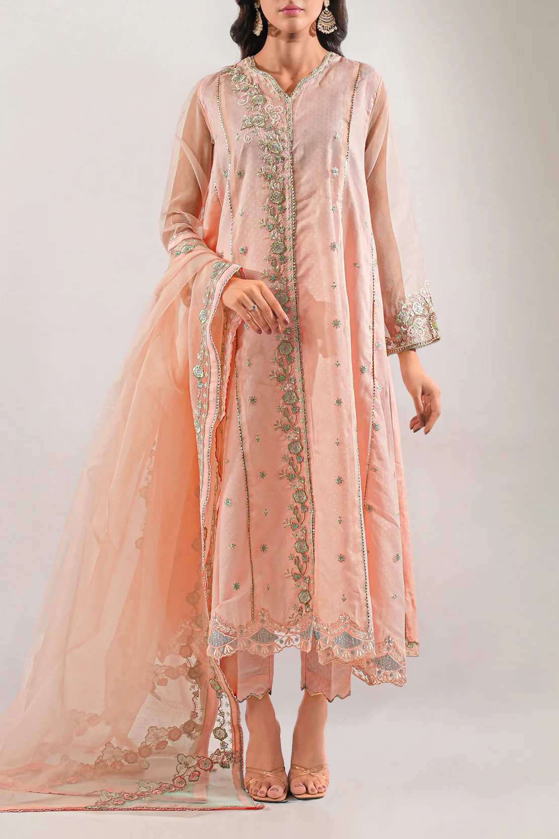 Luxury Pret Embroidered Self Jacquard Stitched Shirt