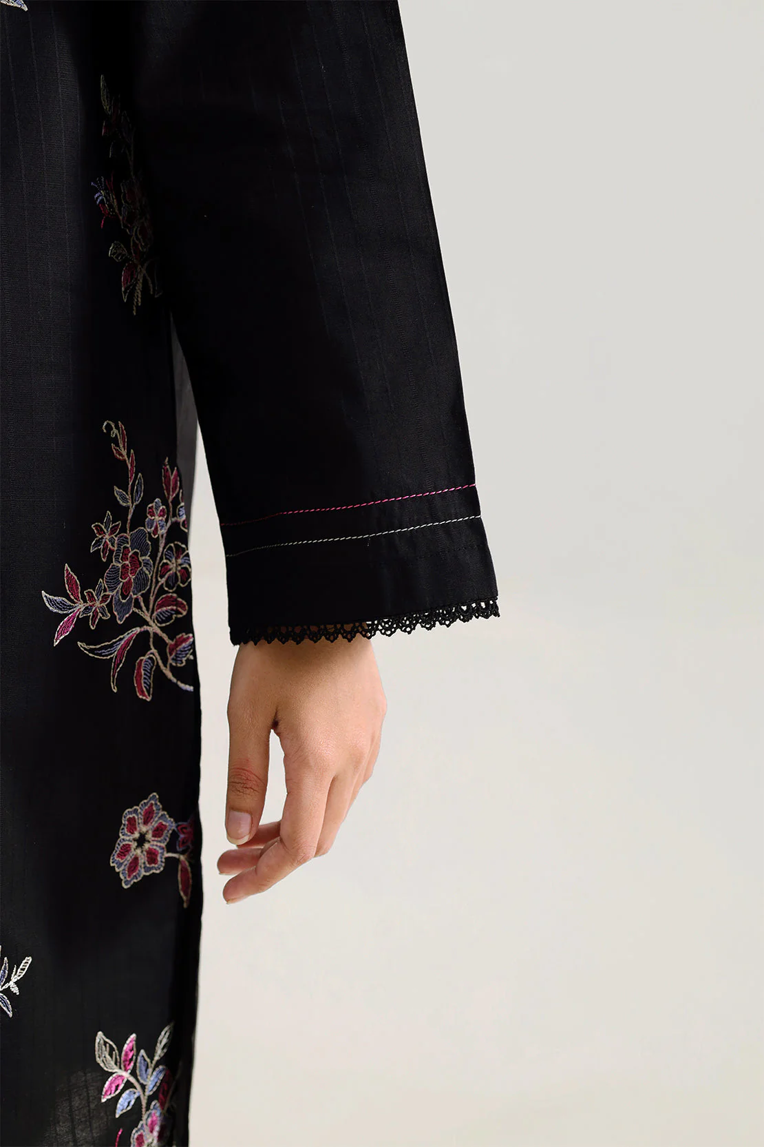 Luxury Pret Embroidered Slub Cotton Stitched 2 Piece (Shirt/Dupatta) - Image 6