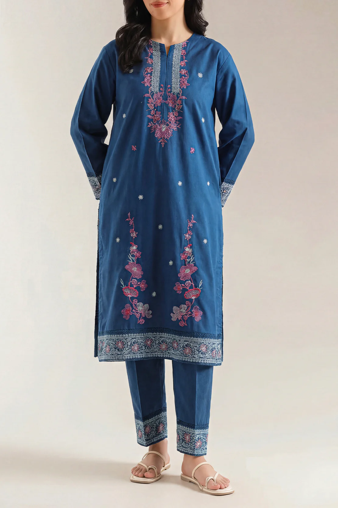 Luxury Pret Embroidered Slub Cotton Stitched 2 Piece Shirt/Trouser - Image 2