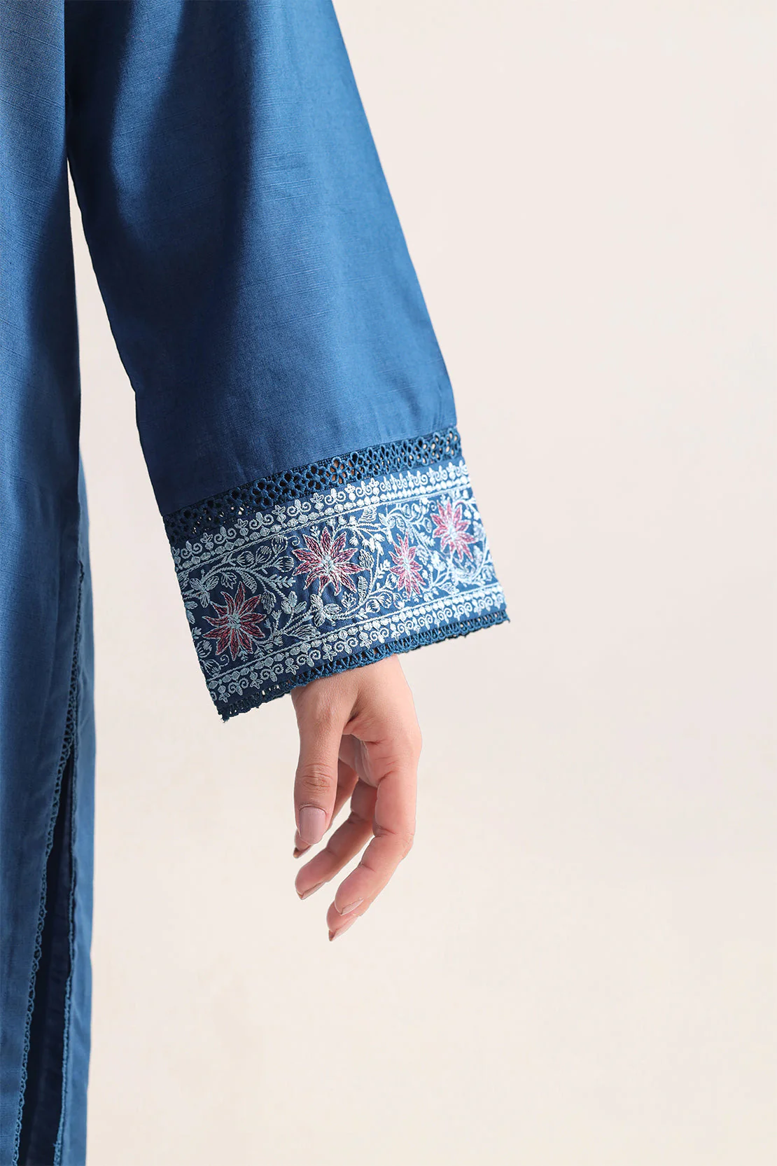 Luxury Pret Embroidered Slub Cotton Stitched 2 Piece Shirt/Trouser - Image 4