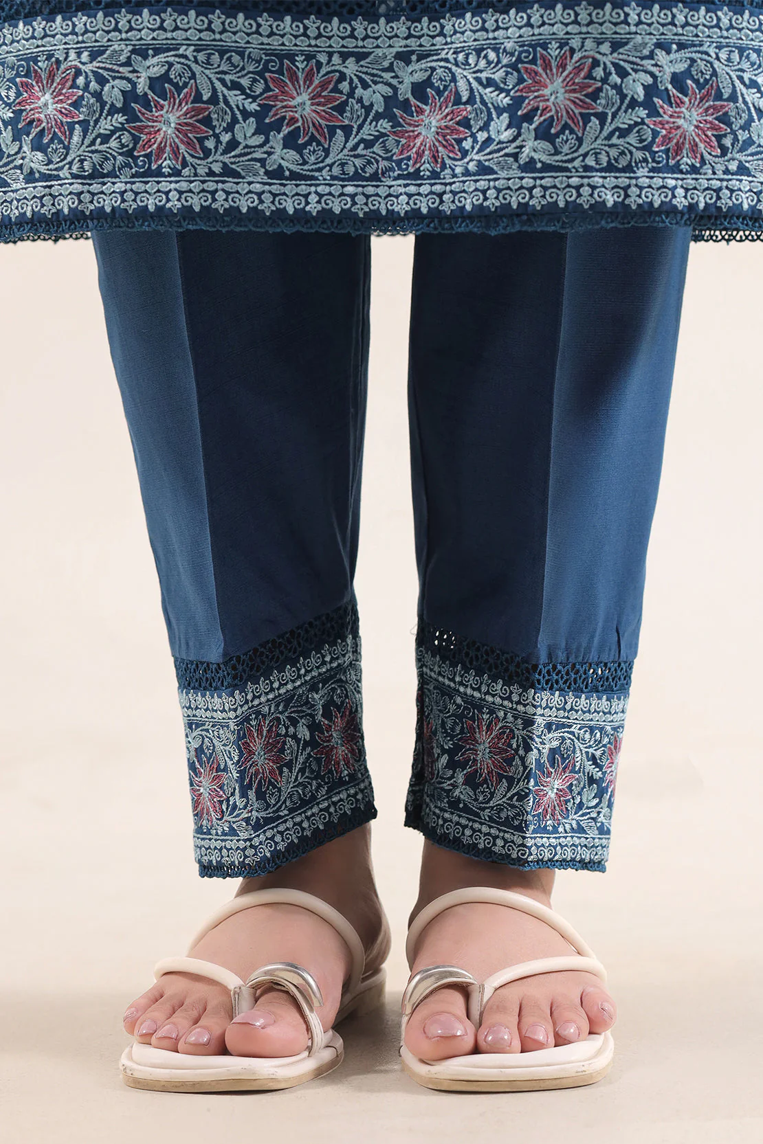 Luxury Pret Embroidered Slub Cotton Stitched 2 Piece Shirt/Trouser - Image 5
